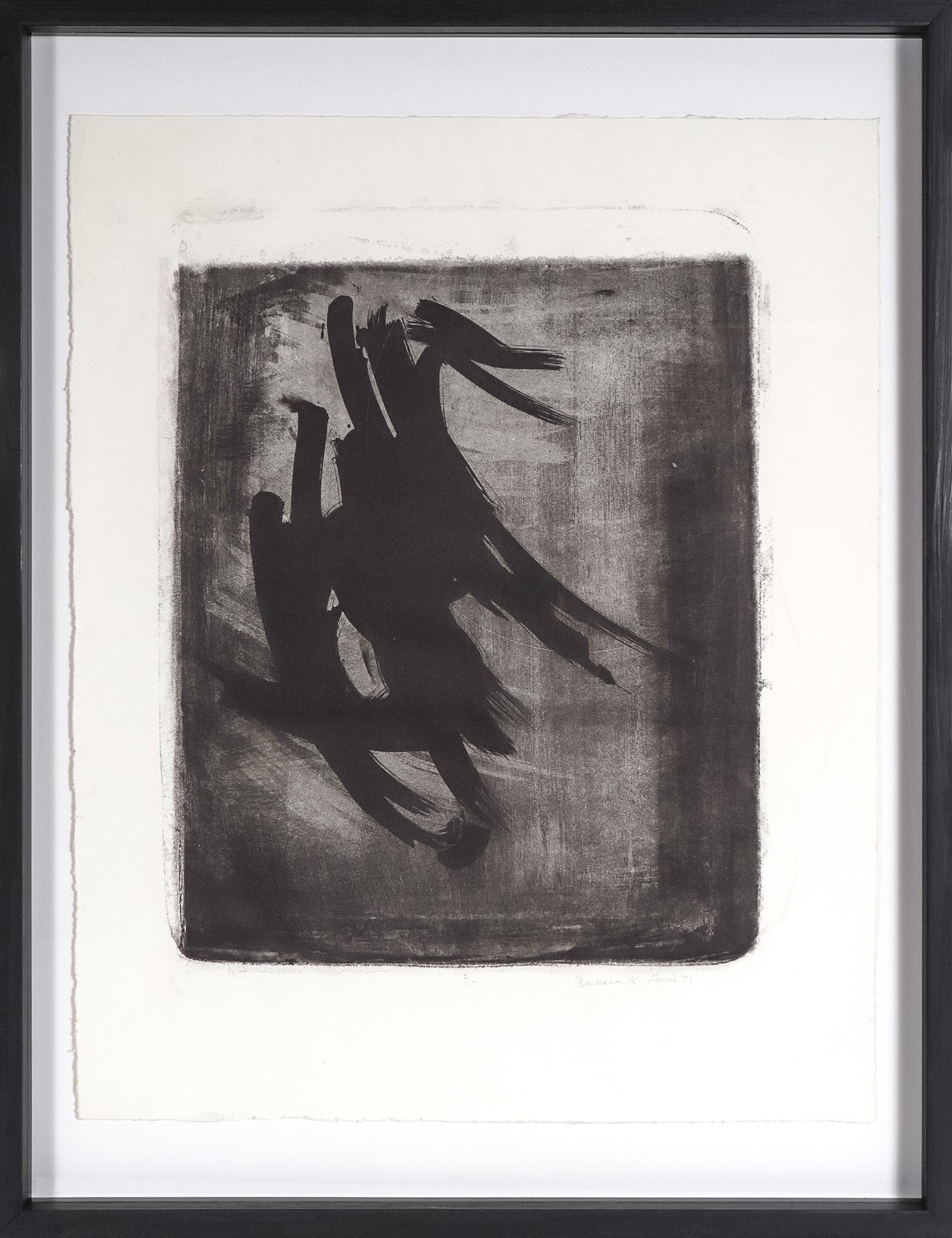 Abstract Gestural Monochromatic <br>1971 Lithograph <br><br>#96340