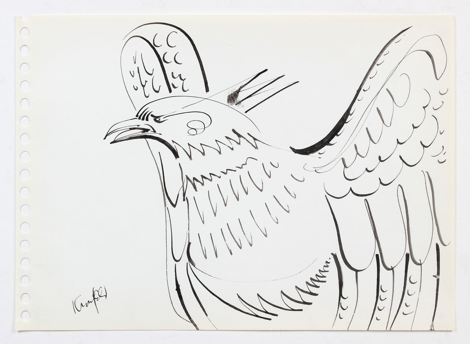 Bird in Flight <br>1960s-70s Ink <br><br>#A5991