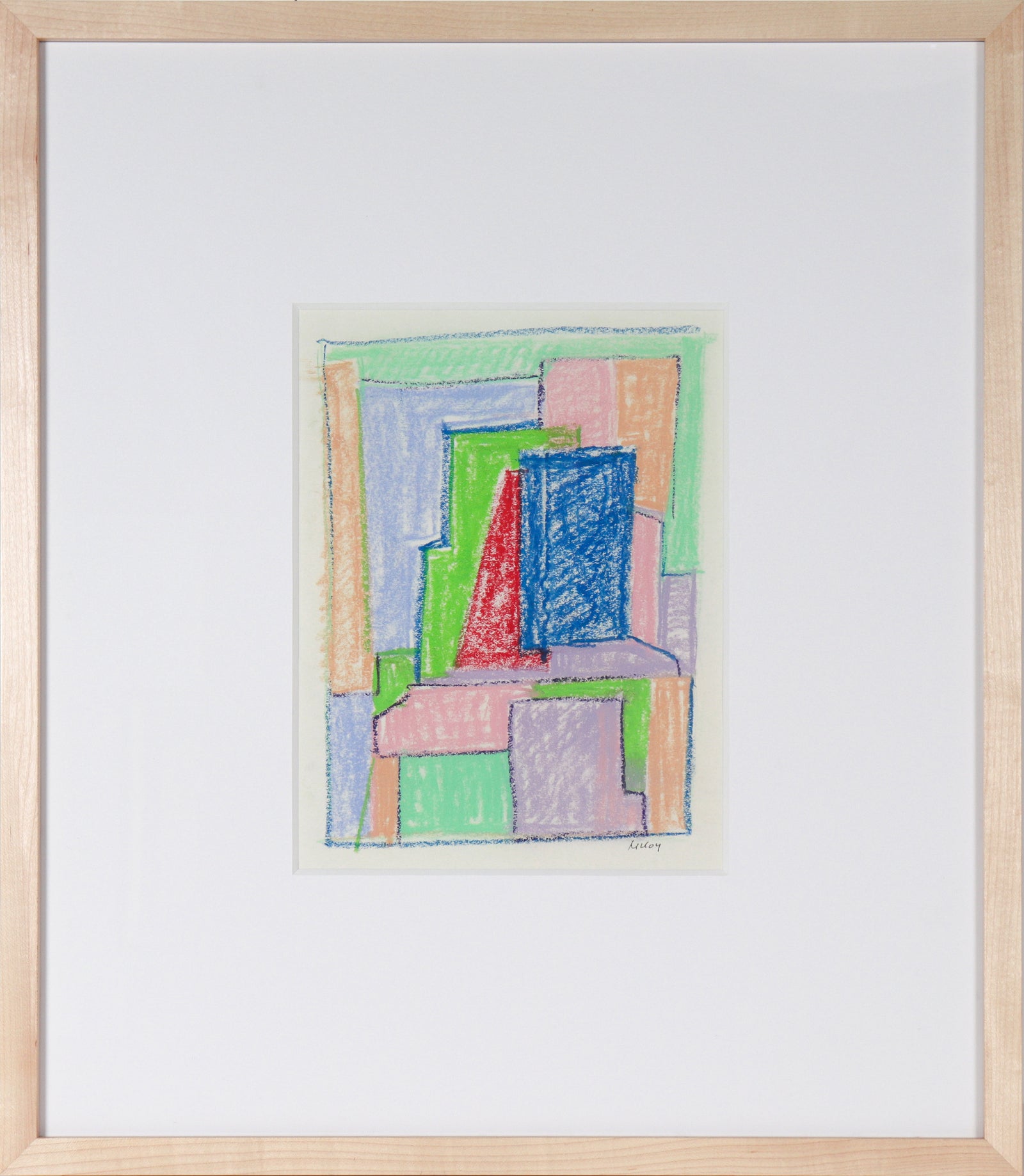Deconstructed Geometric Abstract<br>Mid - Late 20th Century Pastel<br><br>#A6196