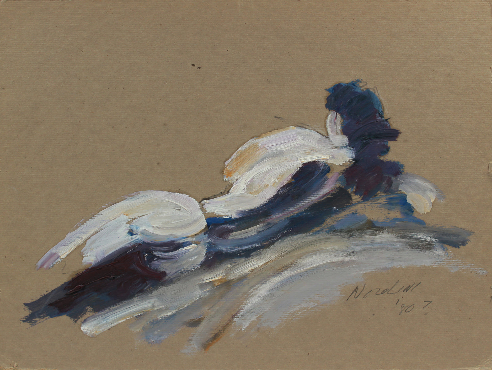 Reclining Abstracted Nude <br>1980 Oil on Paper <br><br>#A9755
