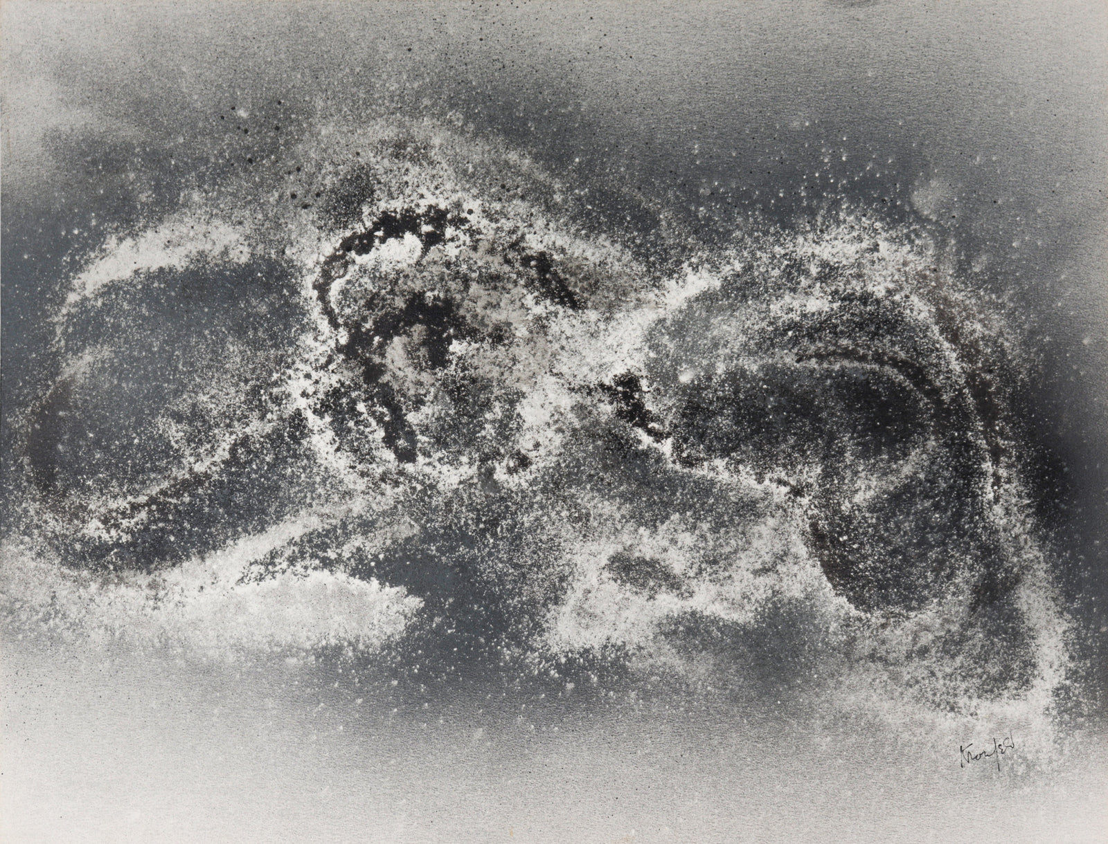 Monochromatic Curvilinear Abstract<br>20th Century Mixed Media<br><br>#C2268