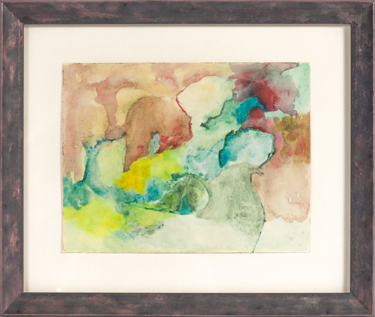 Faded Organic Absract &lt;br&gt;20th Century Watercolor &lt;br&gt;&lt;br&gt;#C3602