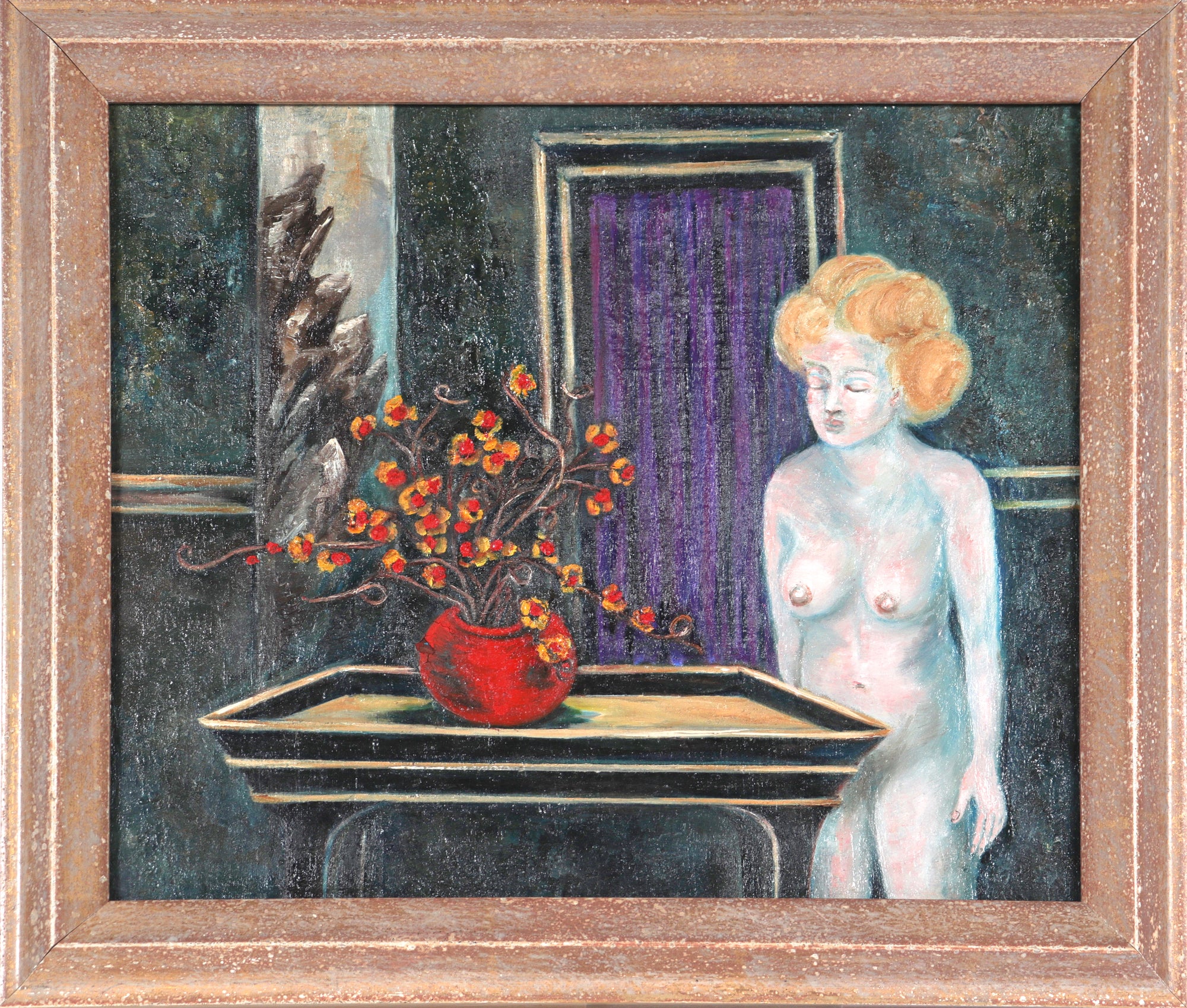Scene with Nude and Vase <br>1955 Oil <br><br>#C4088
