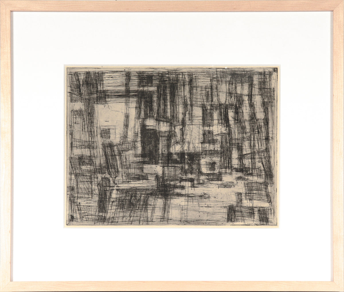 Monochrome Linear Abstract &lt;br&gt;20th Century Etching &lt;br&gt;&lt;br&gt;#C4410