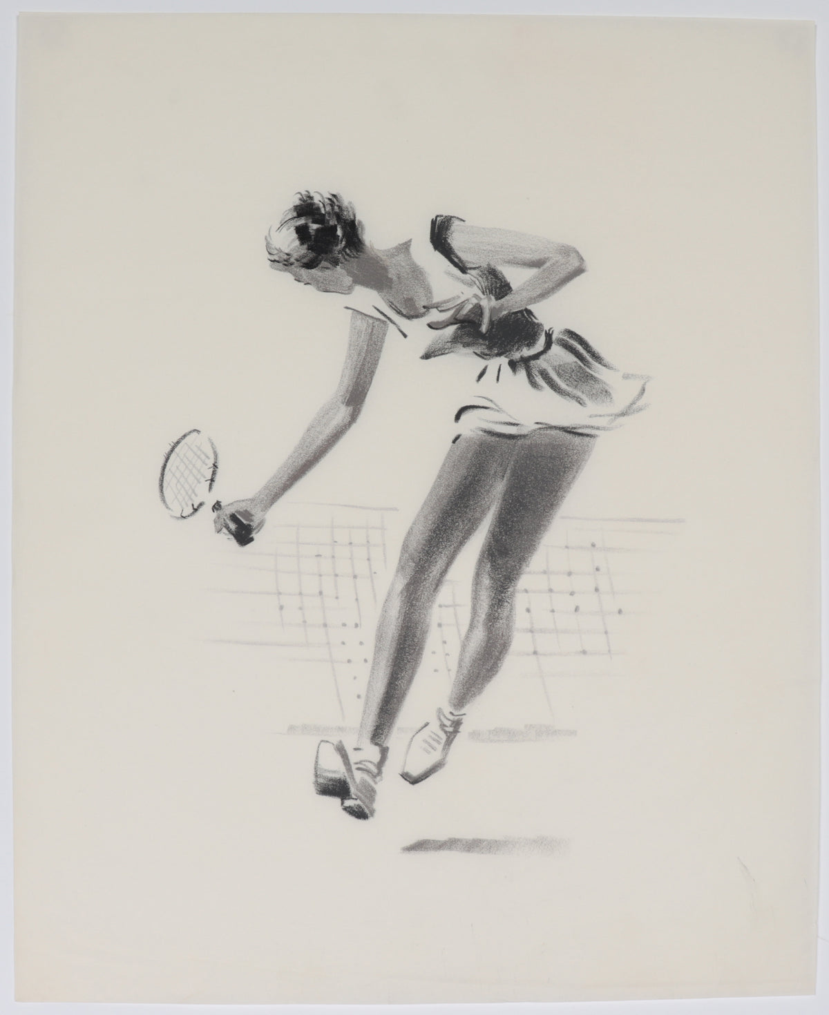 Female Tennis Player in Motion &lt;br&gt;Mid Century Charcoal &lt;br&gt;&lt;br&gt;#C4568