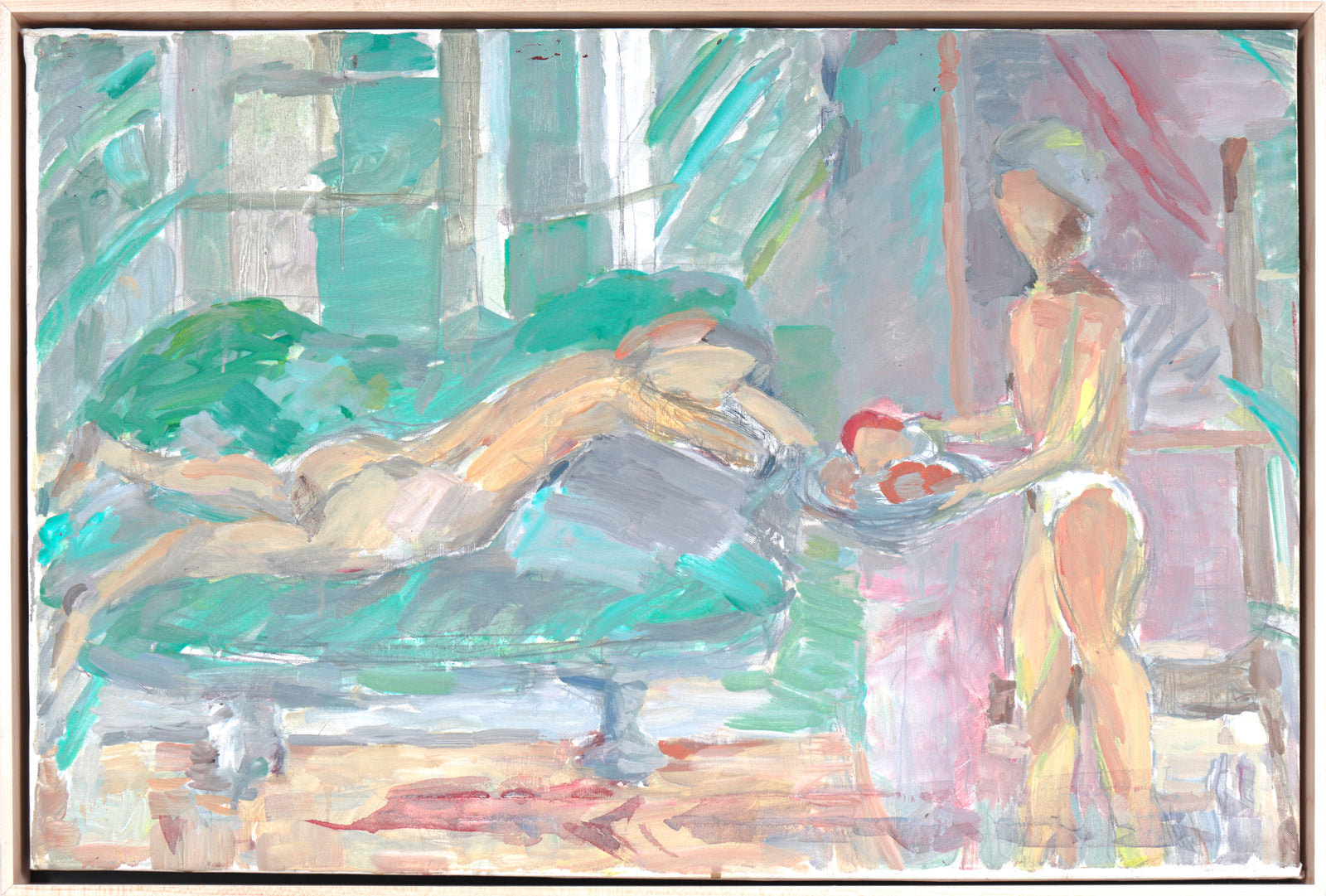 Expressionst Figure in Repose <br>20th Century Mixed Media on Canvas <br><br>#C5138