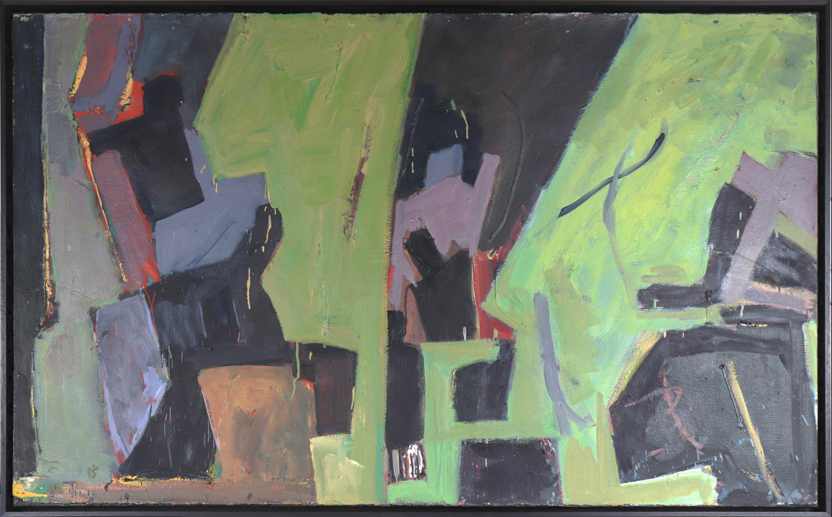 Green &amp; BlaGreen &amp; Black Expressionist Abstract &lt;br&gt;Mixed Media on Paper Mounted to Canvas &lt;br&gt;&lt;br&gt;#C5269