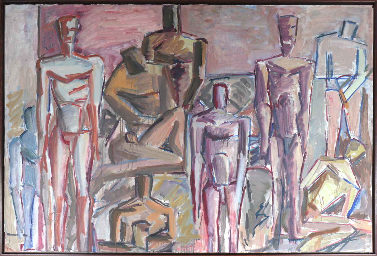 Expressionist Figures  &lt;br&gt;Mixed Media on Paper Mounted to Canvas &lt;br&gt;&lt;br&gt;#C5271