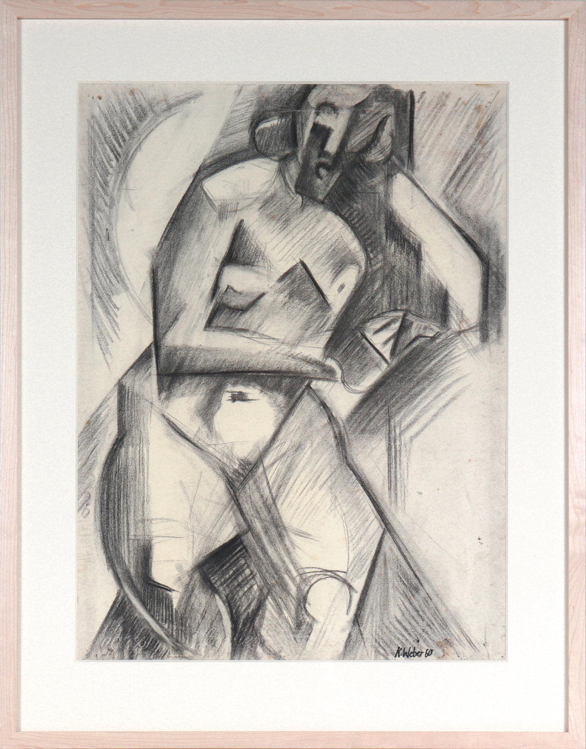 Monochrome Cubist Nude &lt;br&gt;1960 Charcoal &lt;br&gt;&lt;br&gt;#C5284