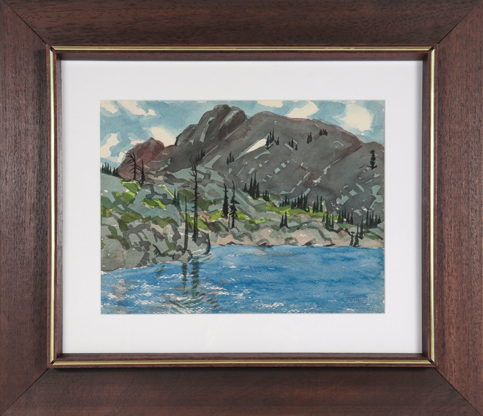 Mountain View on a Cloudy Day<br>20th Century Watercolor<br><br>#C5327