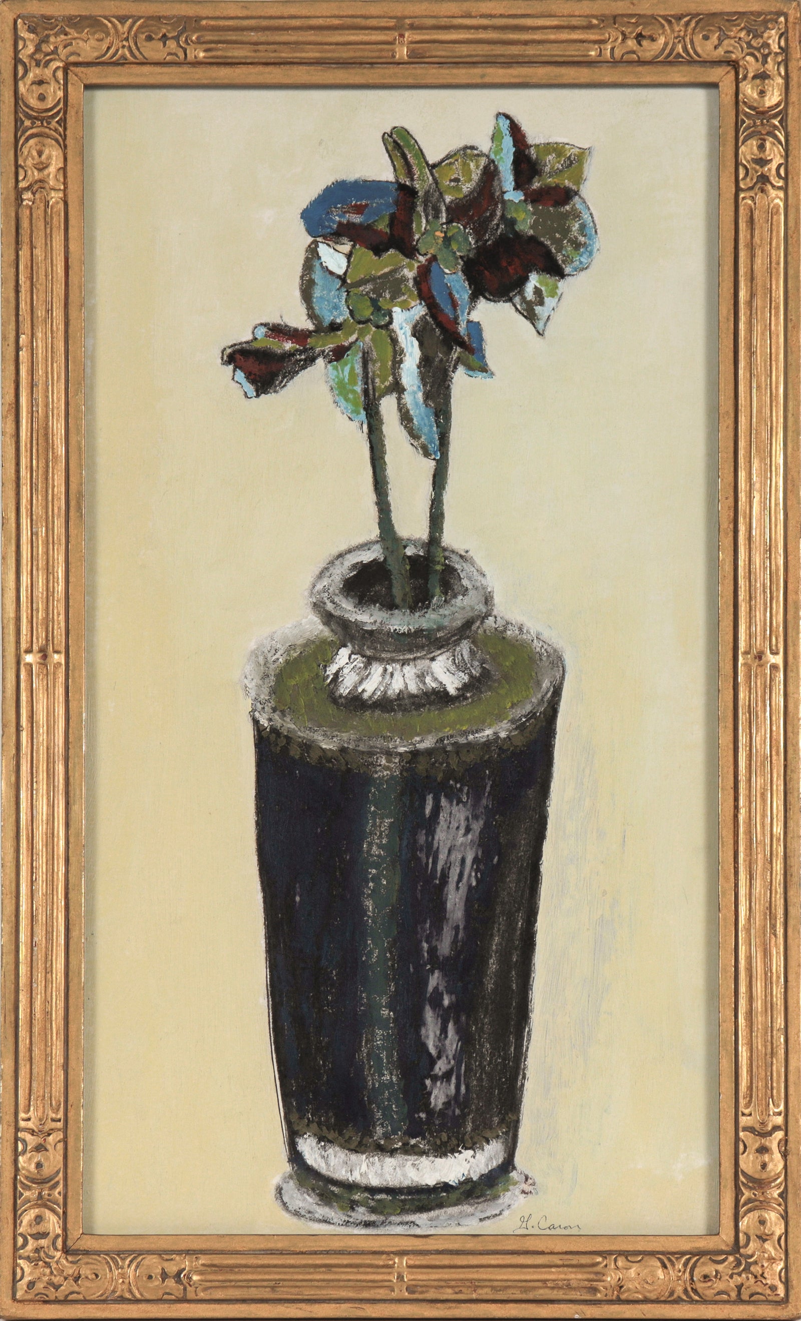 Still Life in Blue & Gold <br>2010 Oil & Pastel on Paper <br><br>#C5552