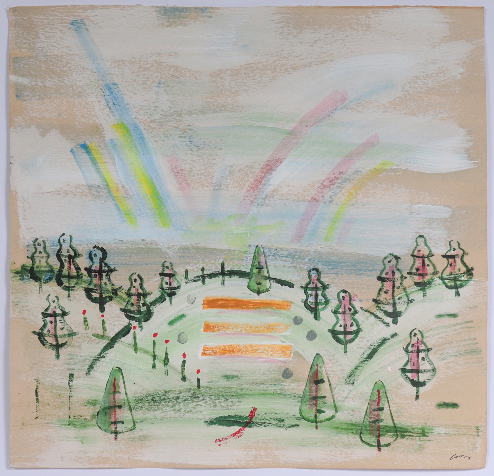 Abstracted Landscape with Rainbow <br>2016 Acrylic & Watercolor<br><br>#C6530