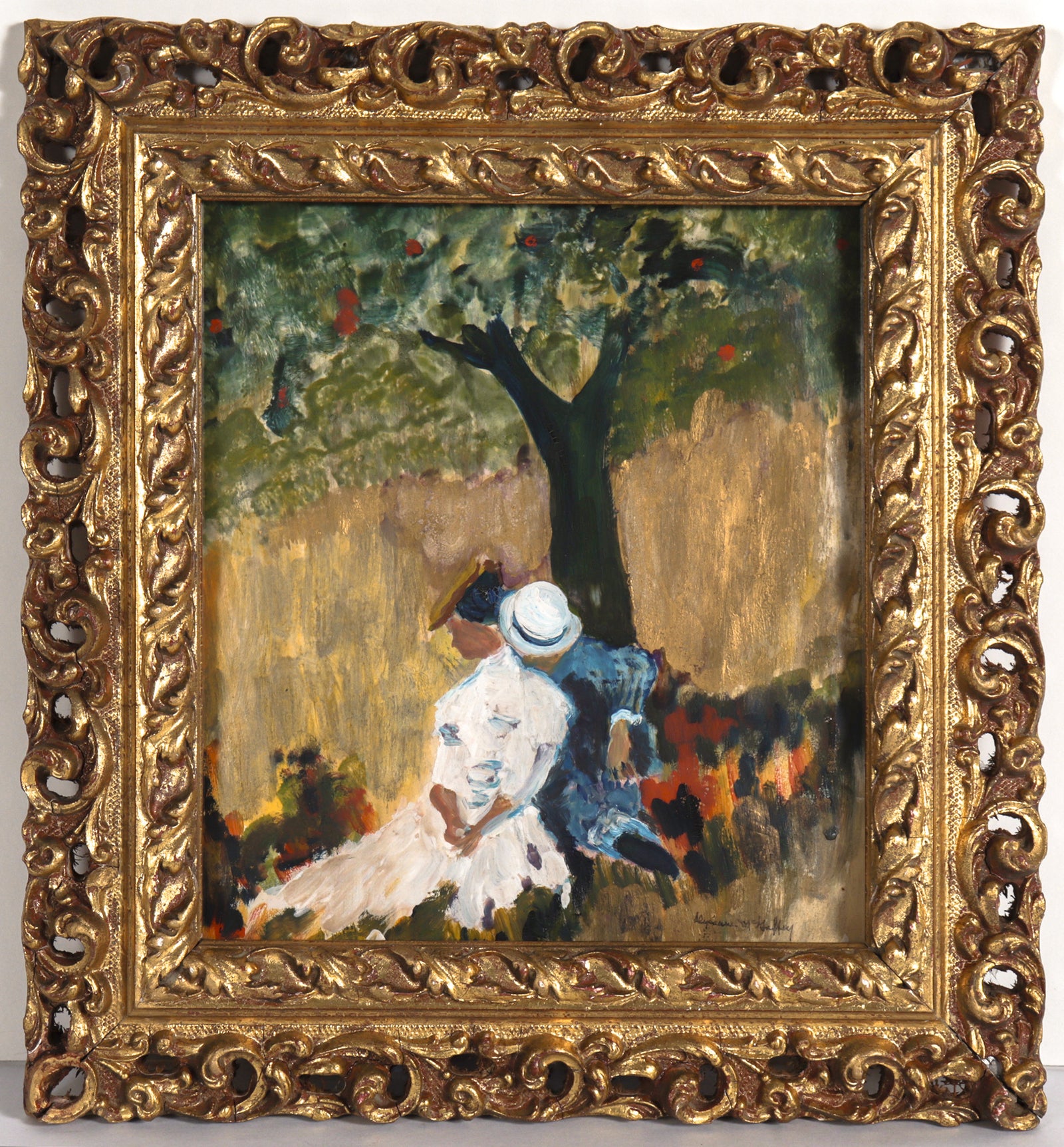 Romantic Scene Under an Apple Tree <br>20th Century Distemper <br><br>#C7345