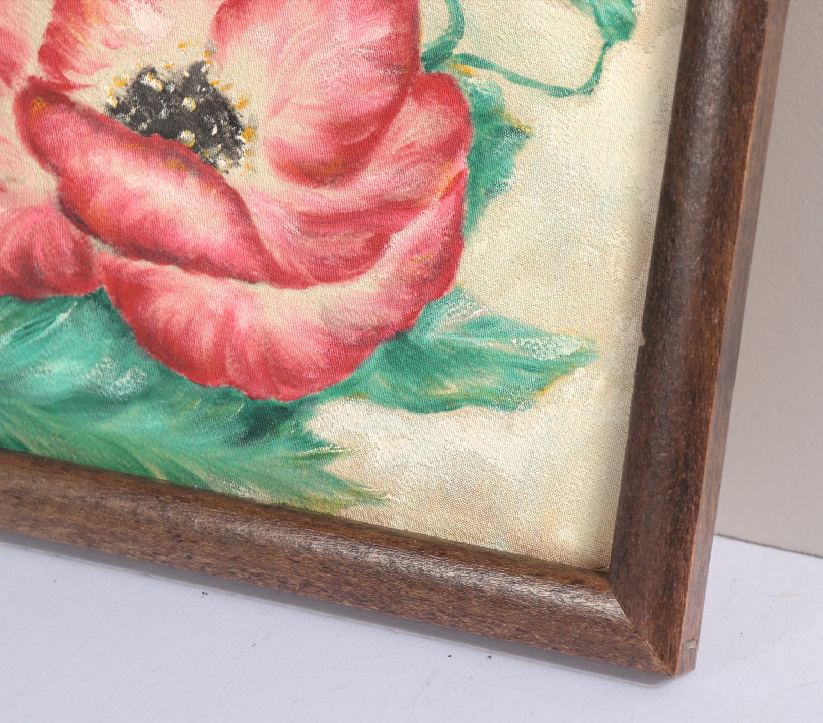 Petite Poppy <br>20th Century Oil on Silk <br><br>#C7582