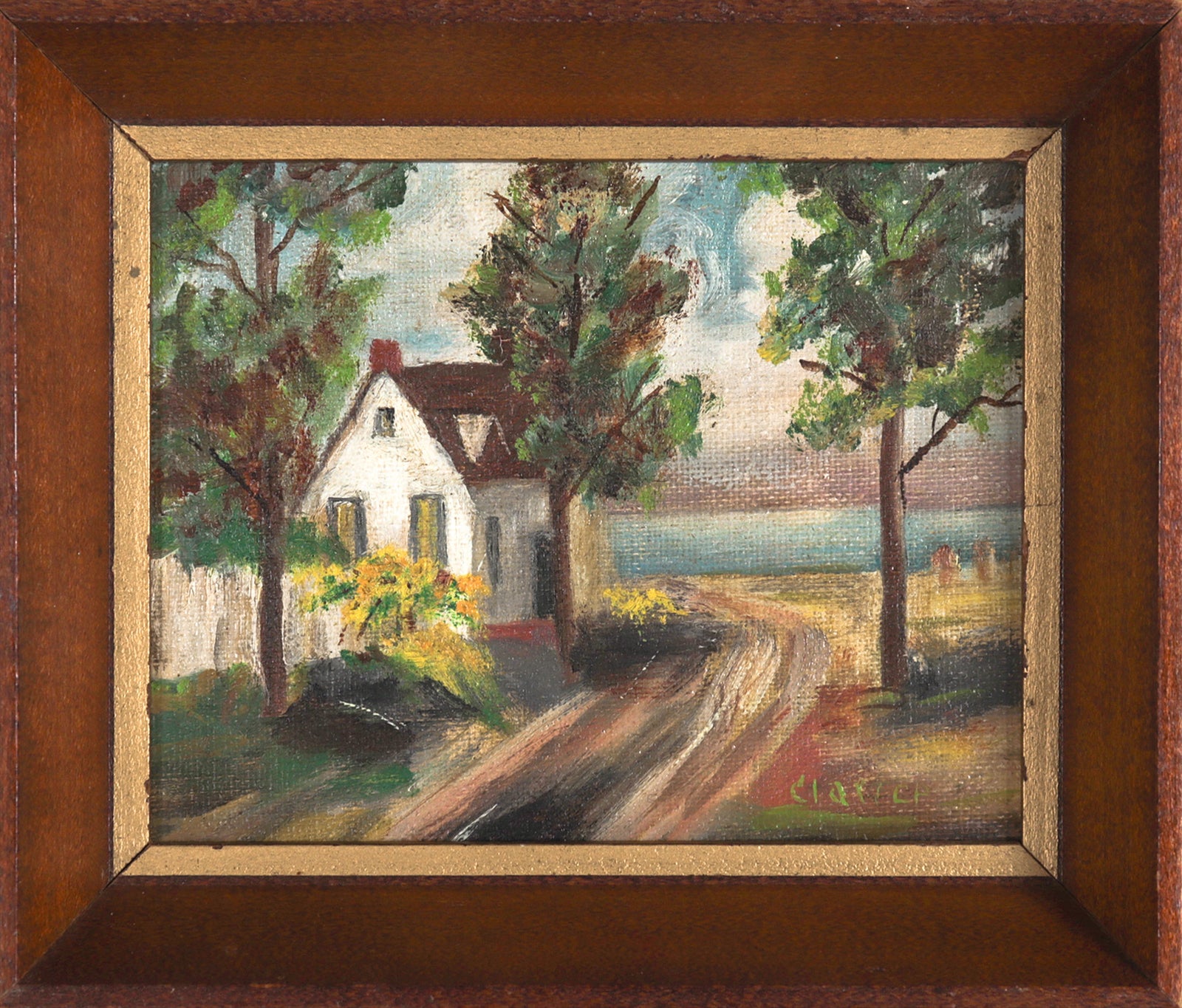 Driveway to Lakeside Cabin <br>Mid 20th Century Oil <br><br>#C7595