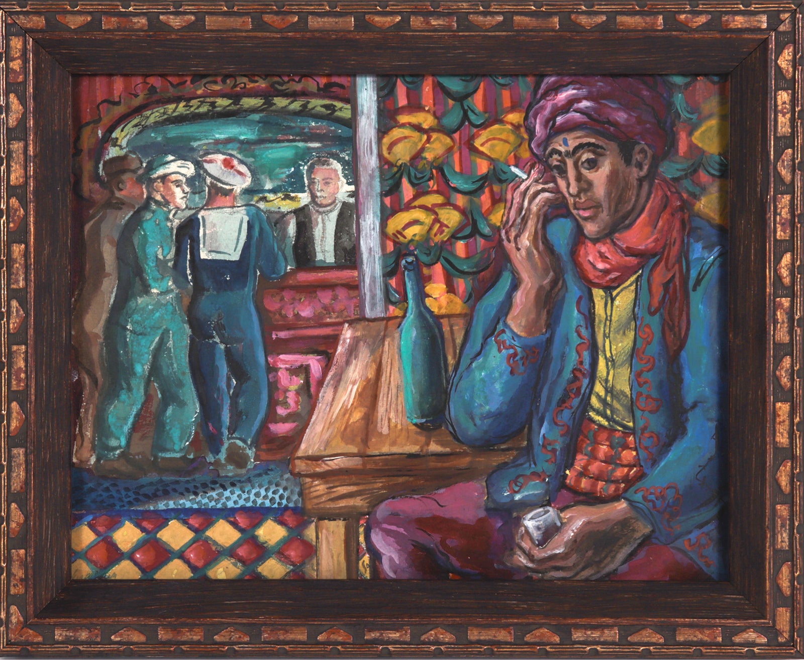 <I>Cafe du Retour de la Chasse</I> <br>1943 Gouache <br><br>#C7793