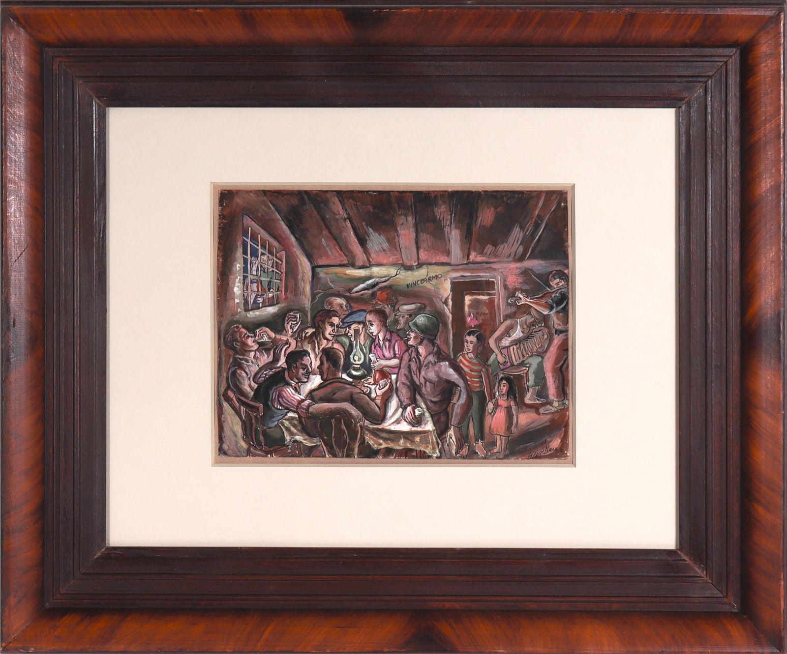 <I>Cafe - Porto Empedocile</I> <br>1943 Gouache <br><br>#C7810