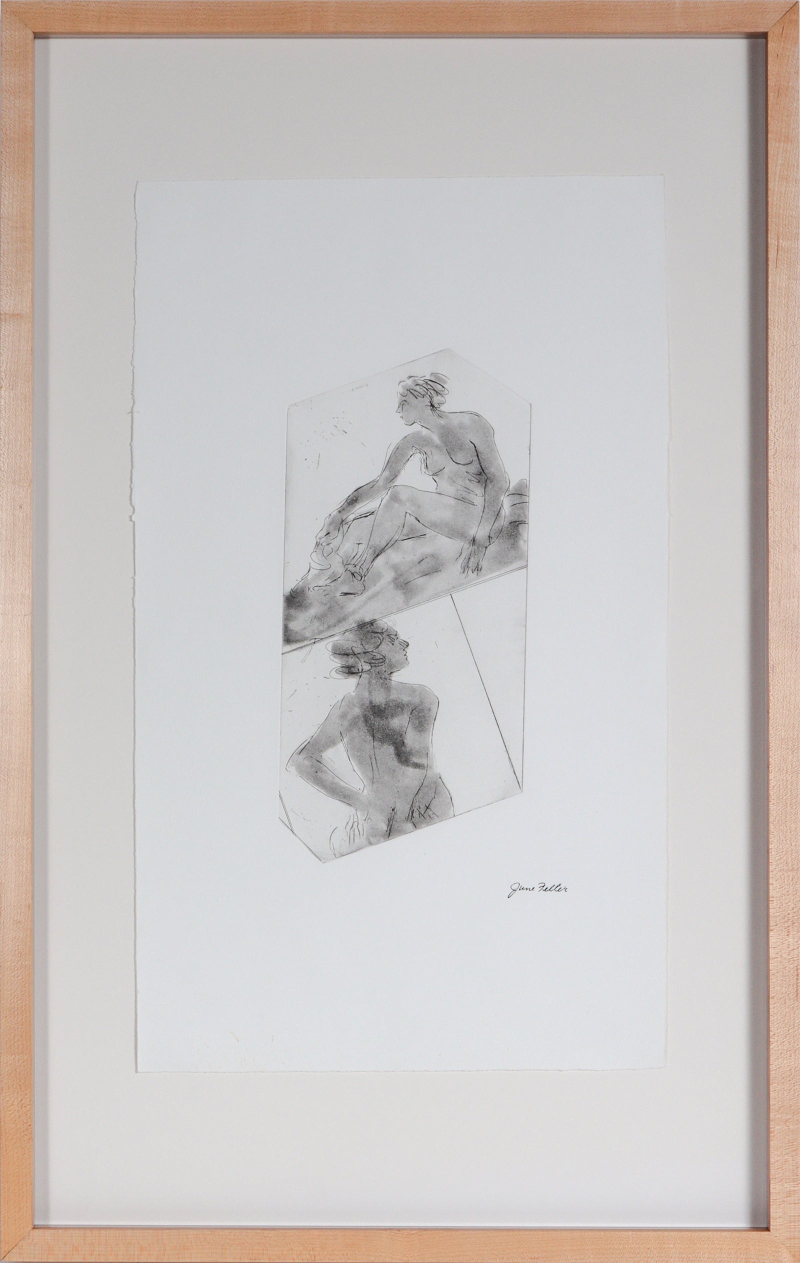 Female Nude Sketch Diptych <br>Late 20th Century Etching <br><br>#C7905