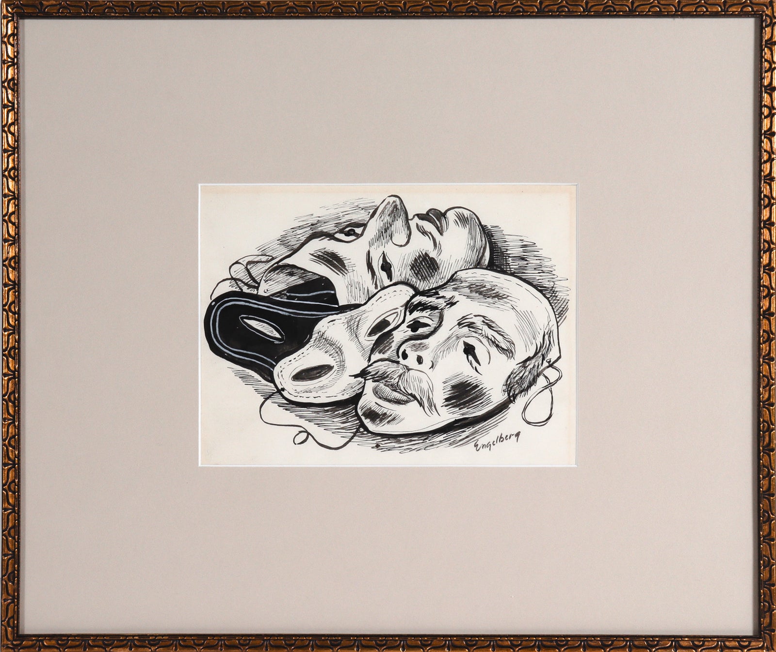 Masks <br>1930's Ink <br><br>#C8009