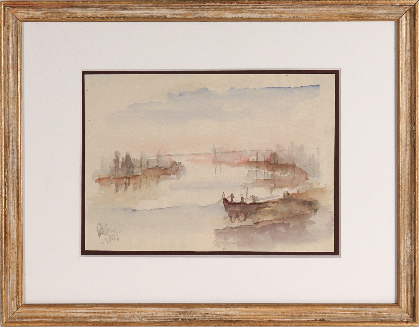 Abstracted View From the River Banks <br>1981 Watercolor <br><br>#C8047