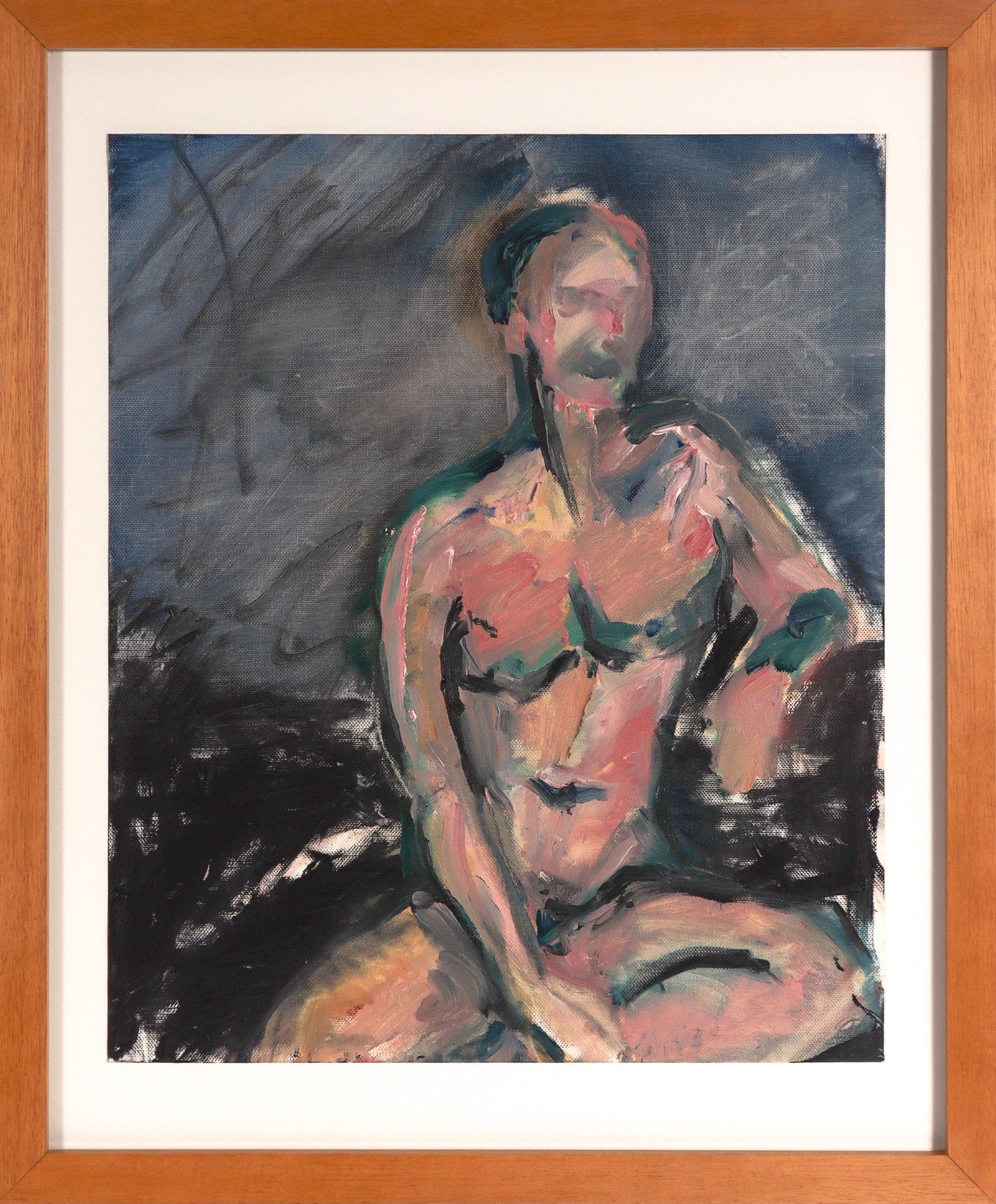 Gestural Seated Nude <br>20th Century Oil <br><br>#C8048