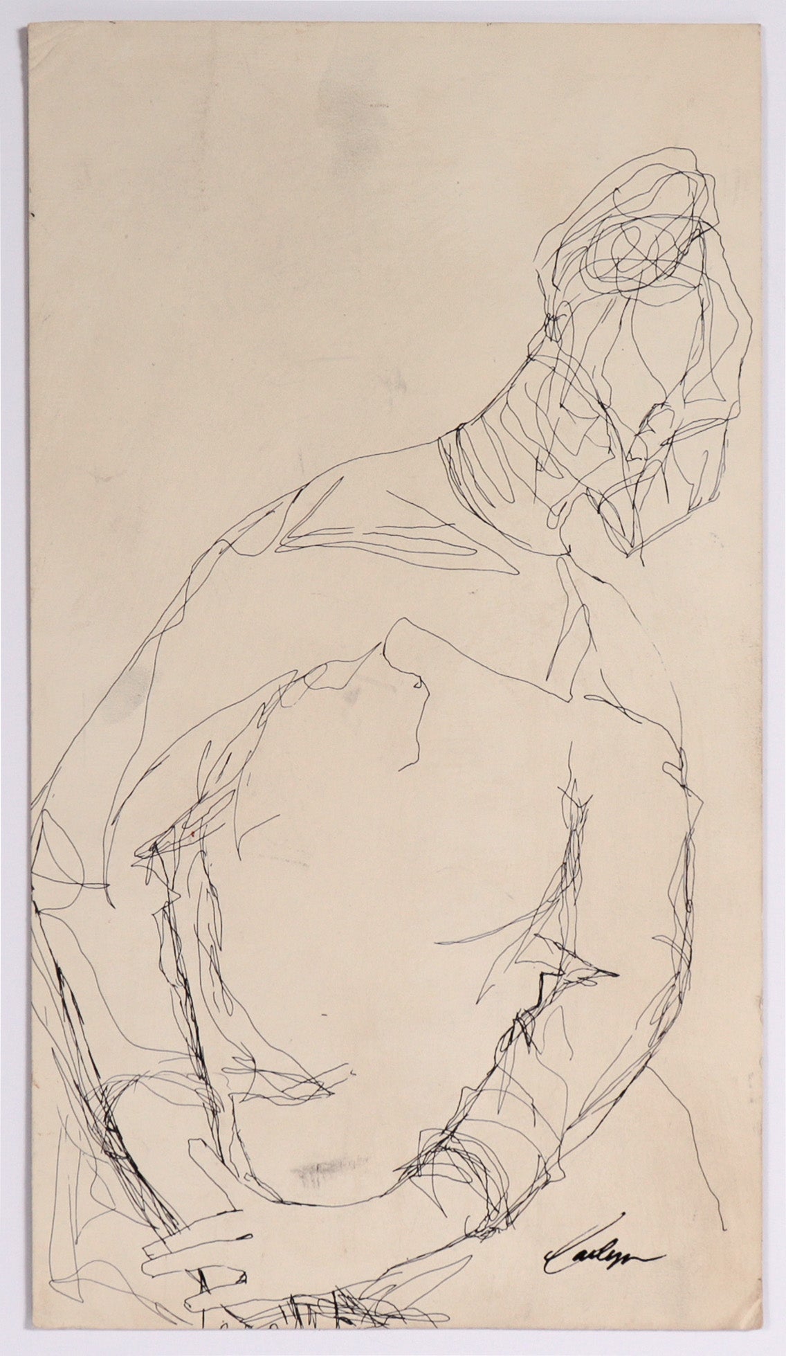 Gracefully Posed Leaning Figure <br>20th Century Ink <br><br>C8128