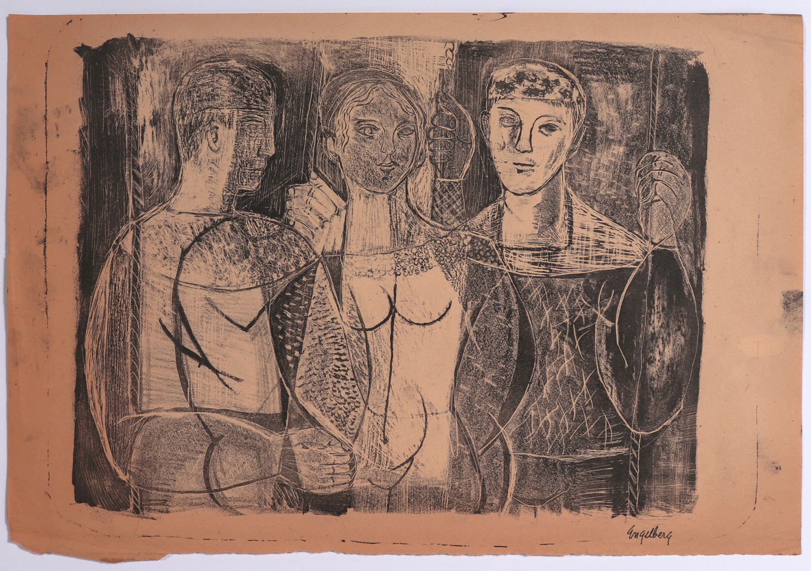 1930s Thespian Trio <br>1930's Lithograph <br><br>#C8197