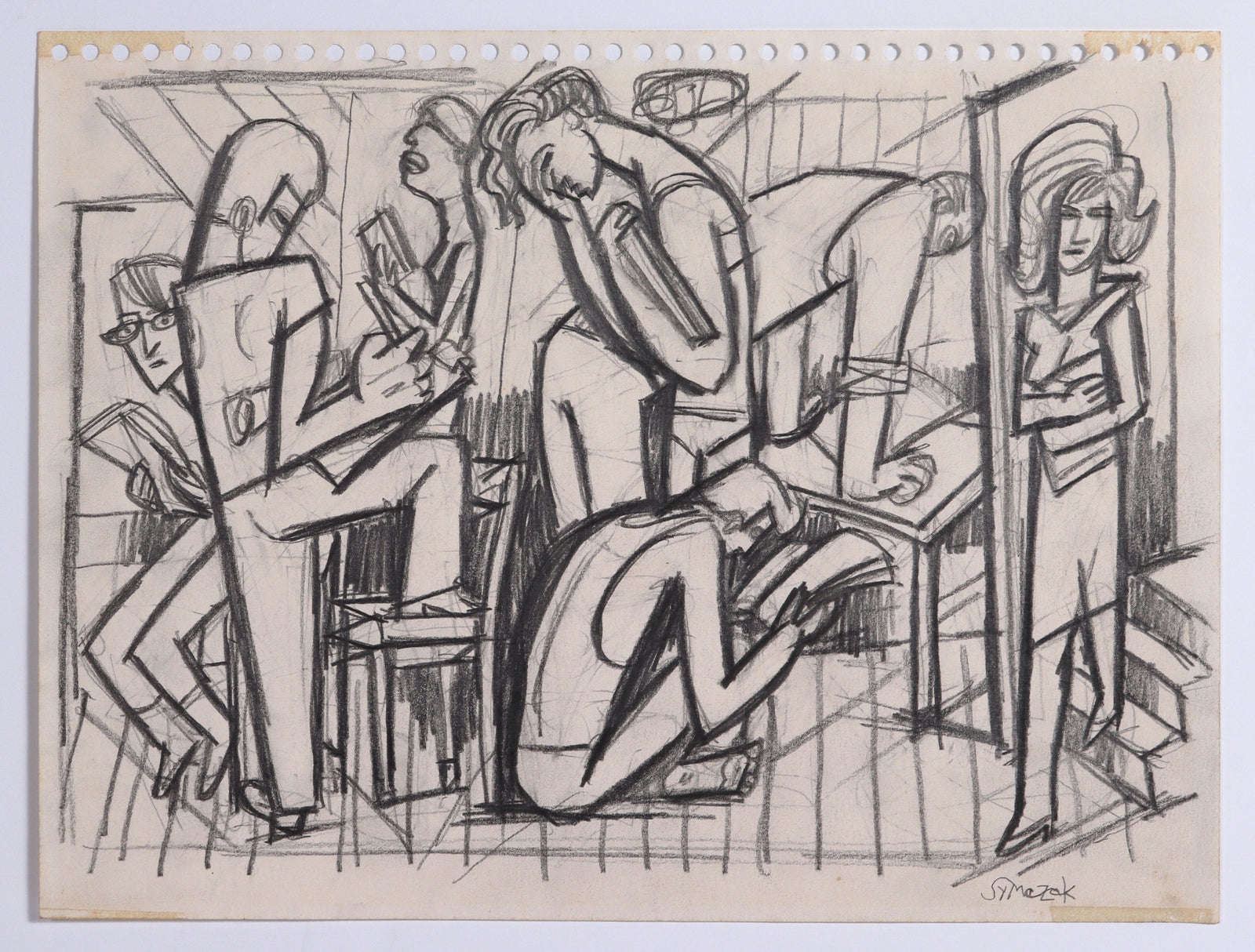 Backstage at the Theater <br>C. 1991 Graphite <br><br>#C8637