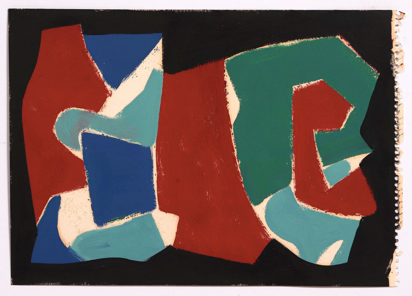 Abstracted Forms <br>1990s Oil on Paper <br><br>#C8736
