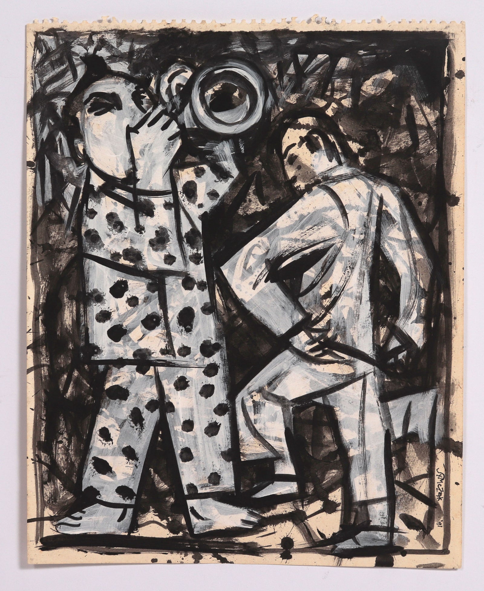 <i>Polka Dot Trumpet Player</i> <br>1991 Gouache <br><br>#C8739