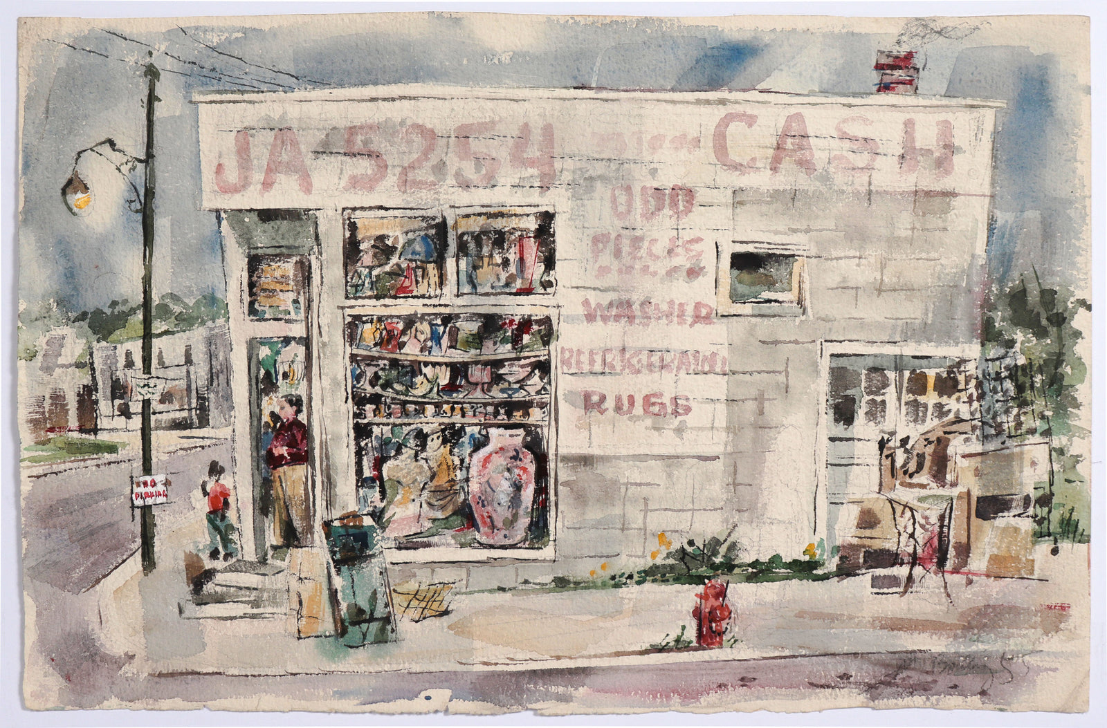 Scene of Oakland, CA <br>1955 Watercolor <br><br>#C8771