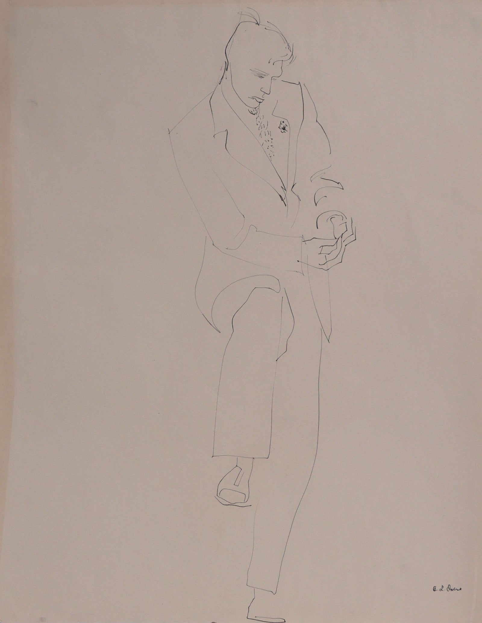 Dapper Male Figure <br>1942 Ink <br><br>#C8821
