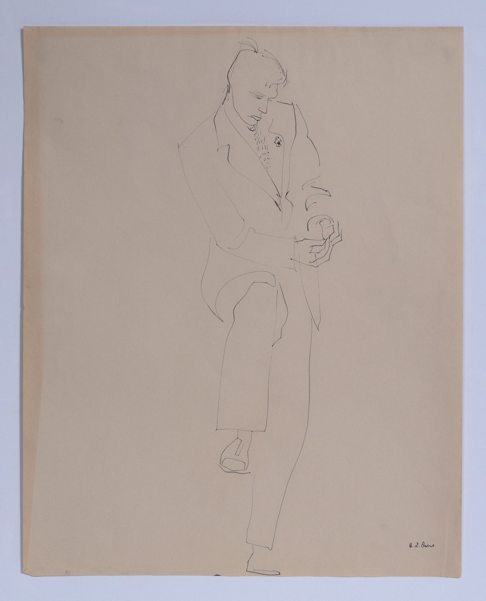 Dapper Male Figure <br>1942 Ink <br><br>#C8821