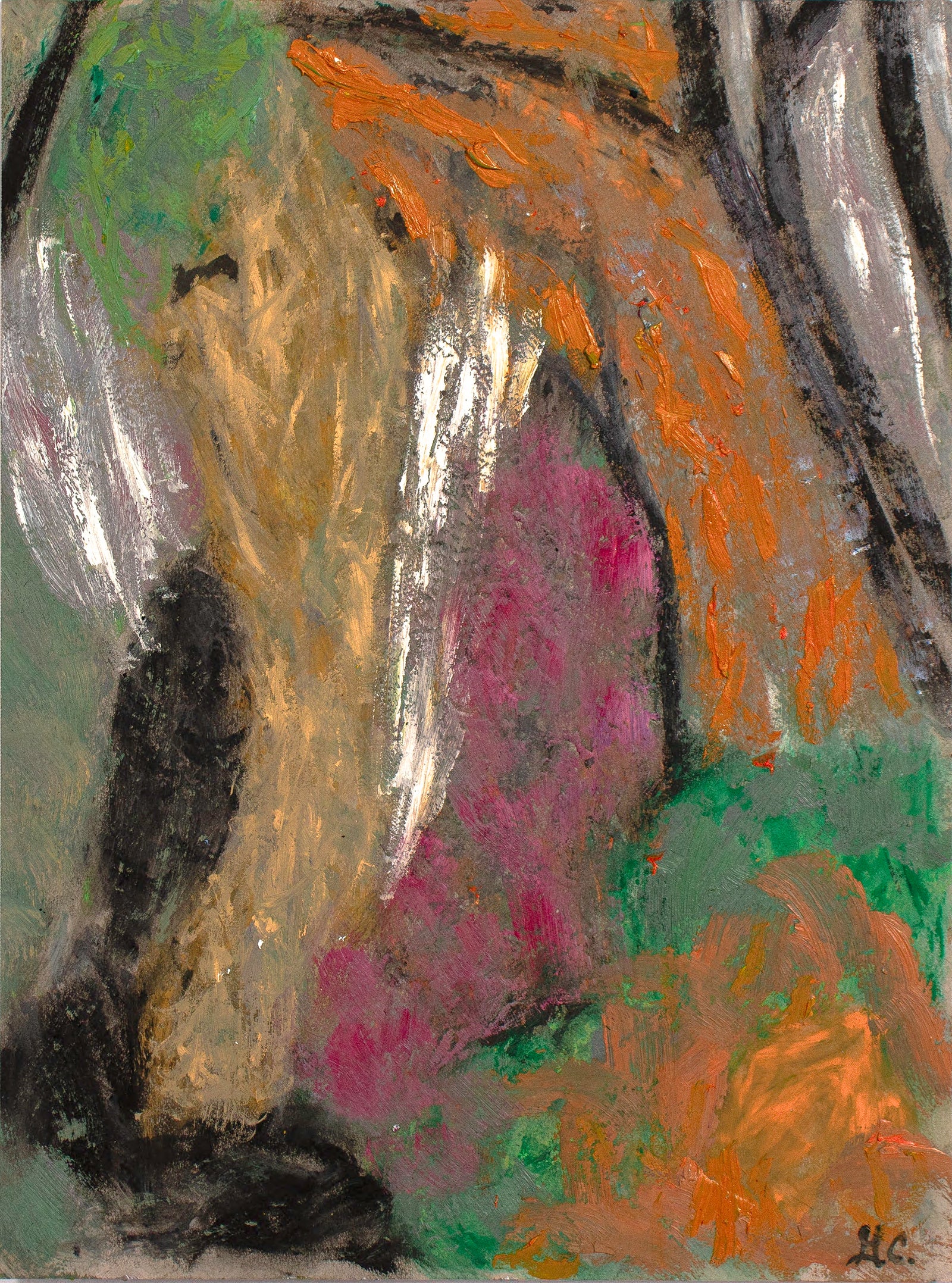 <i>On The Way To The Land</i> <br>2025 Oil & Pastel on Paper <br><br>#C9059