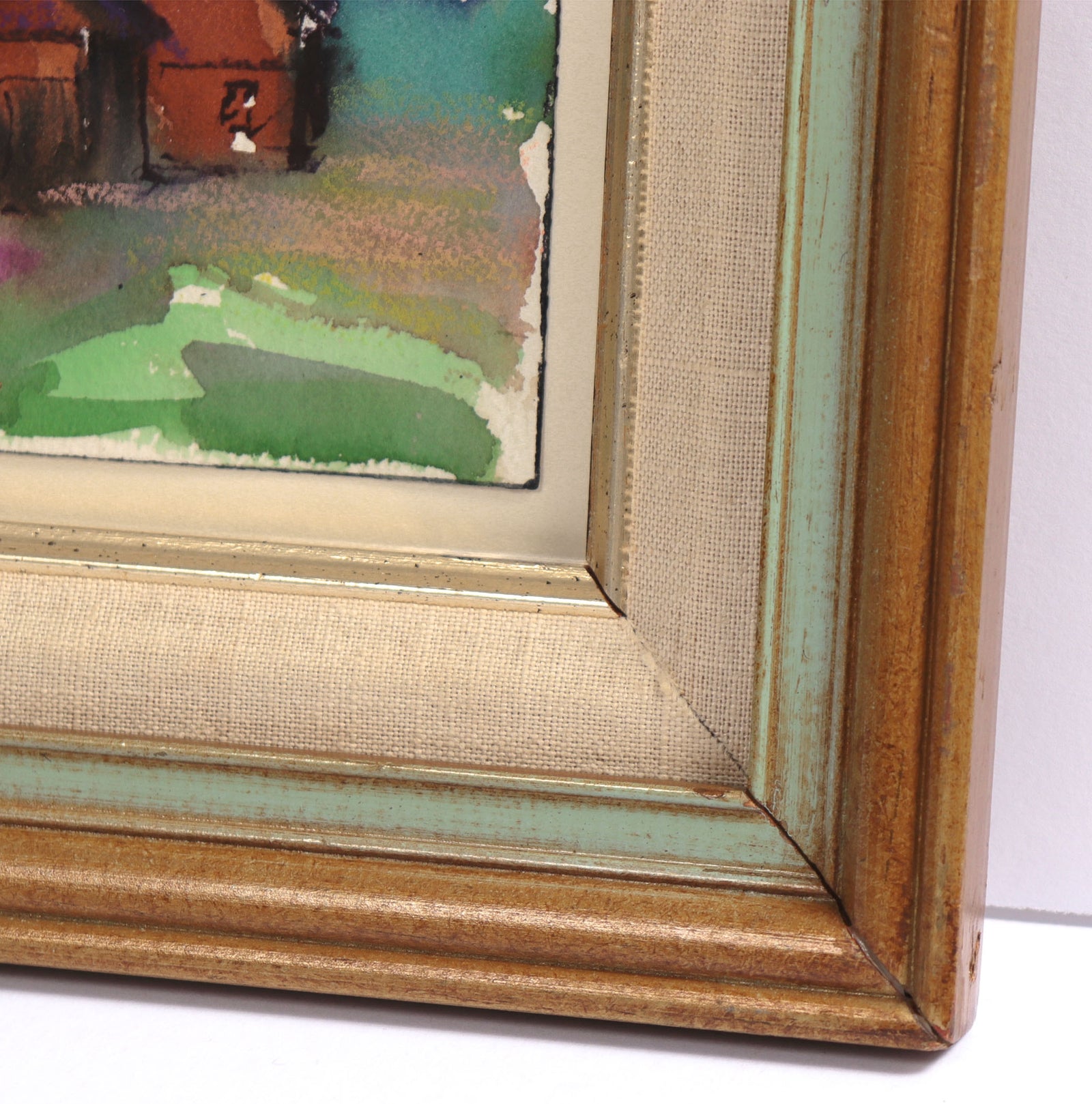 Red Barn in a Landscape <br>20th Century Watercolor <br><br>#C9075