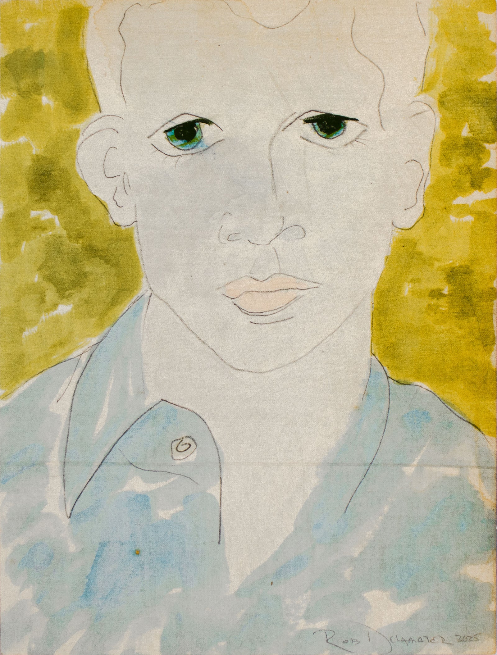 <i>George Platt Lynesa</i> <br>2025 Gouache & Graphite on Antique French Canvas Paper <br><br>#C9126