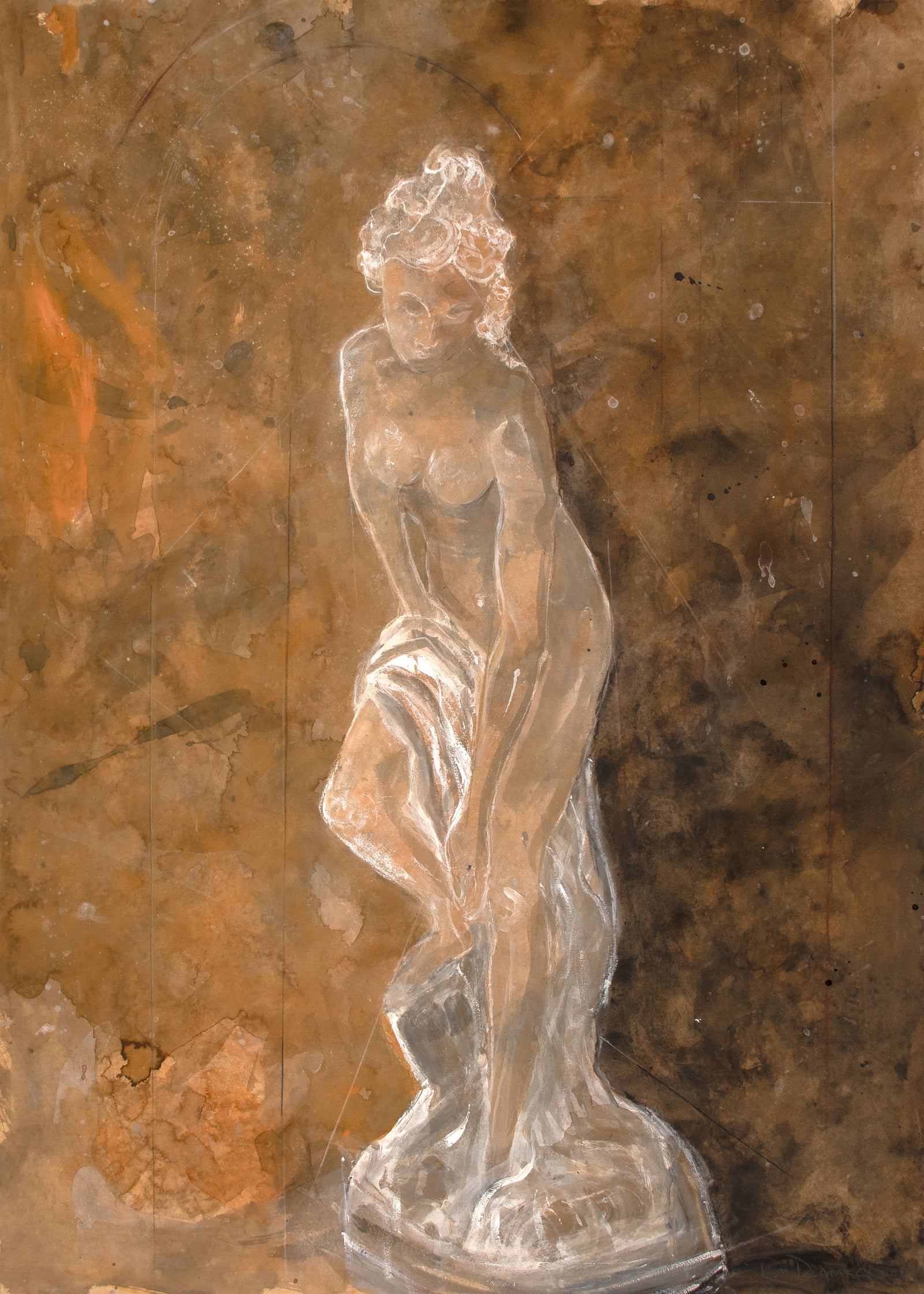 <i>Greco-Roman Figure III</i> <br>2025 Gouache, Chalk & Charcoal <br><br>#C9139