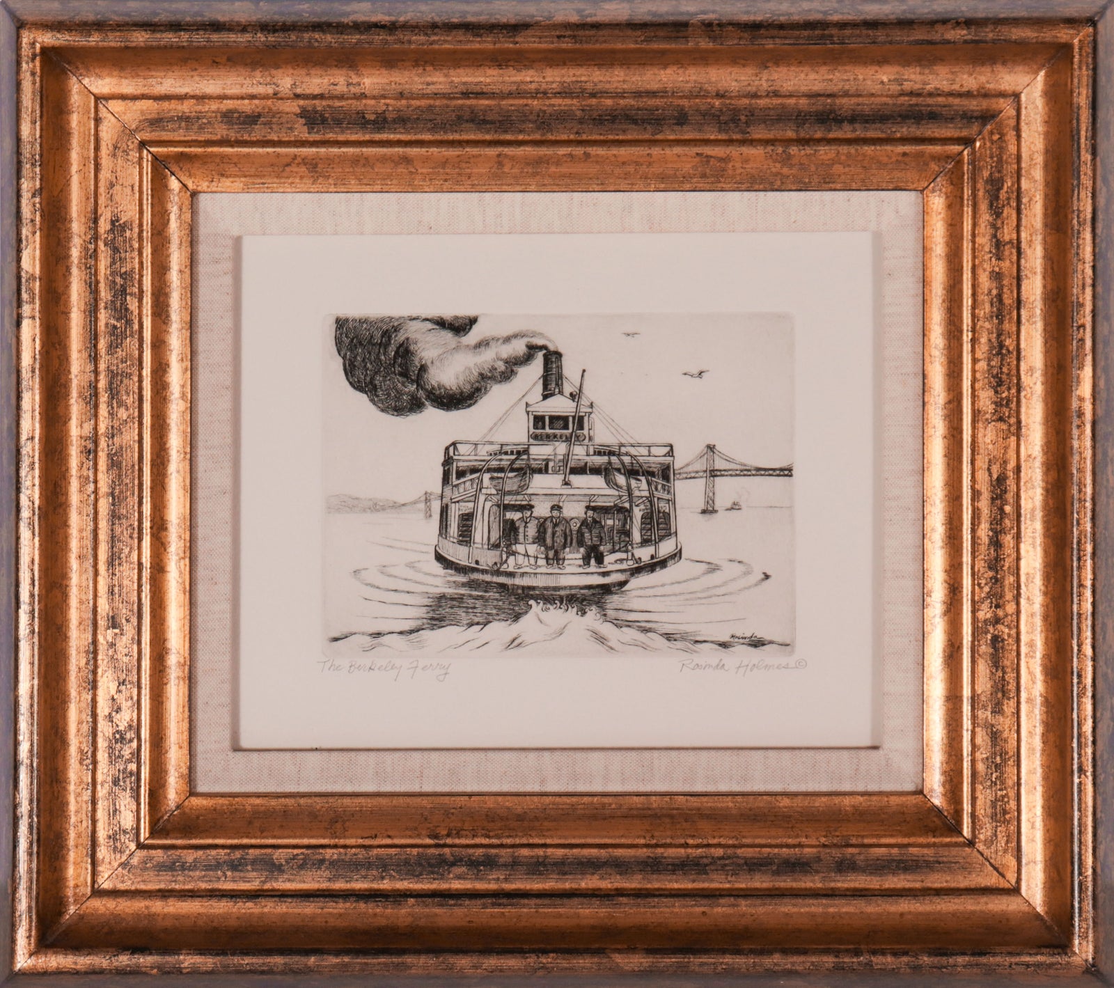 <i>The Berkeley Ferry</i> <br>1940s Etching <br><br>#C9522