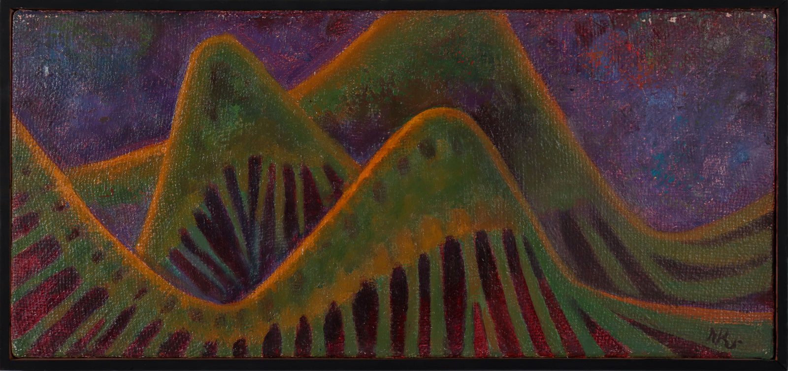 Surreal Rolling Hills <br>1960s Casein <br><br>#D0323