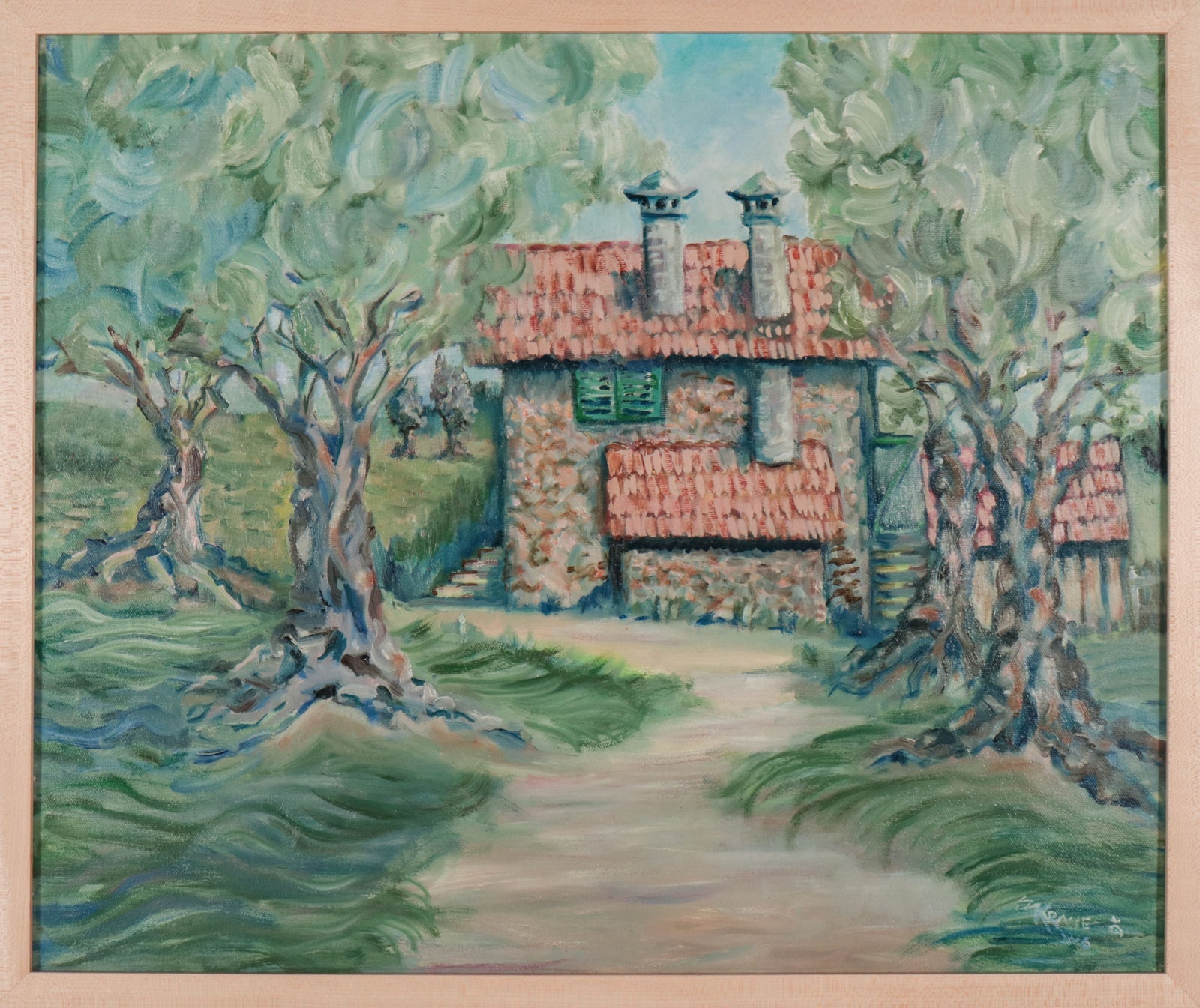<i>Renior's Guest House</i> <br>20th Century Acrylic <br><br>#D1030