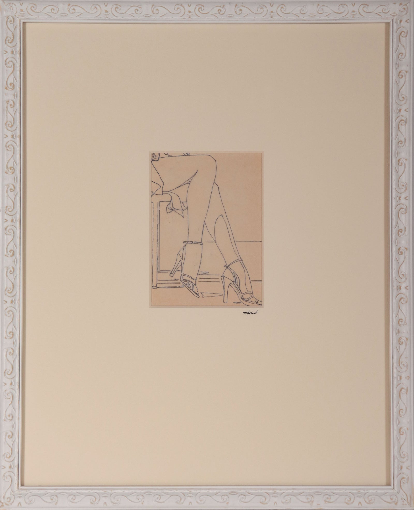 Seated Woman in Heels <br>1960s-70s Pen <br><br>#D1284