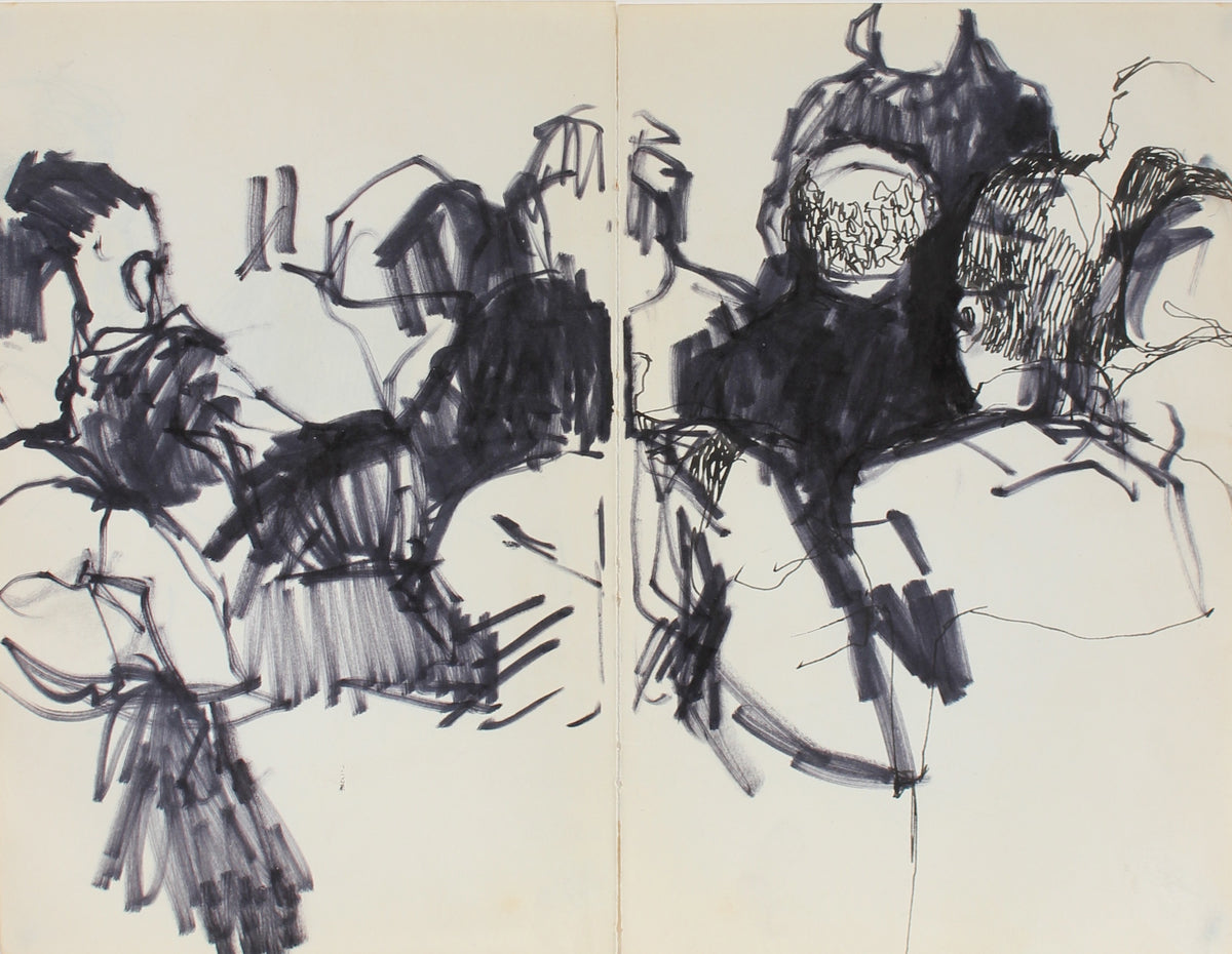 Figurative Scene on Two Pages&lt;br&gt;Ink, 1959&lt;br&gt;&lt;br&gt;#0338