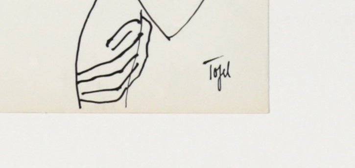 Linear Expressionist Figure Scene <br>20th C. Ink<br><br>#11238