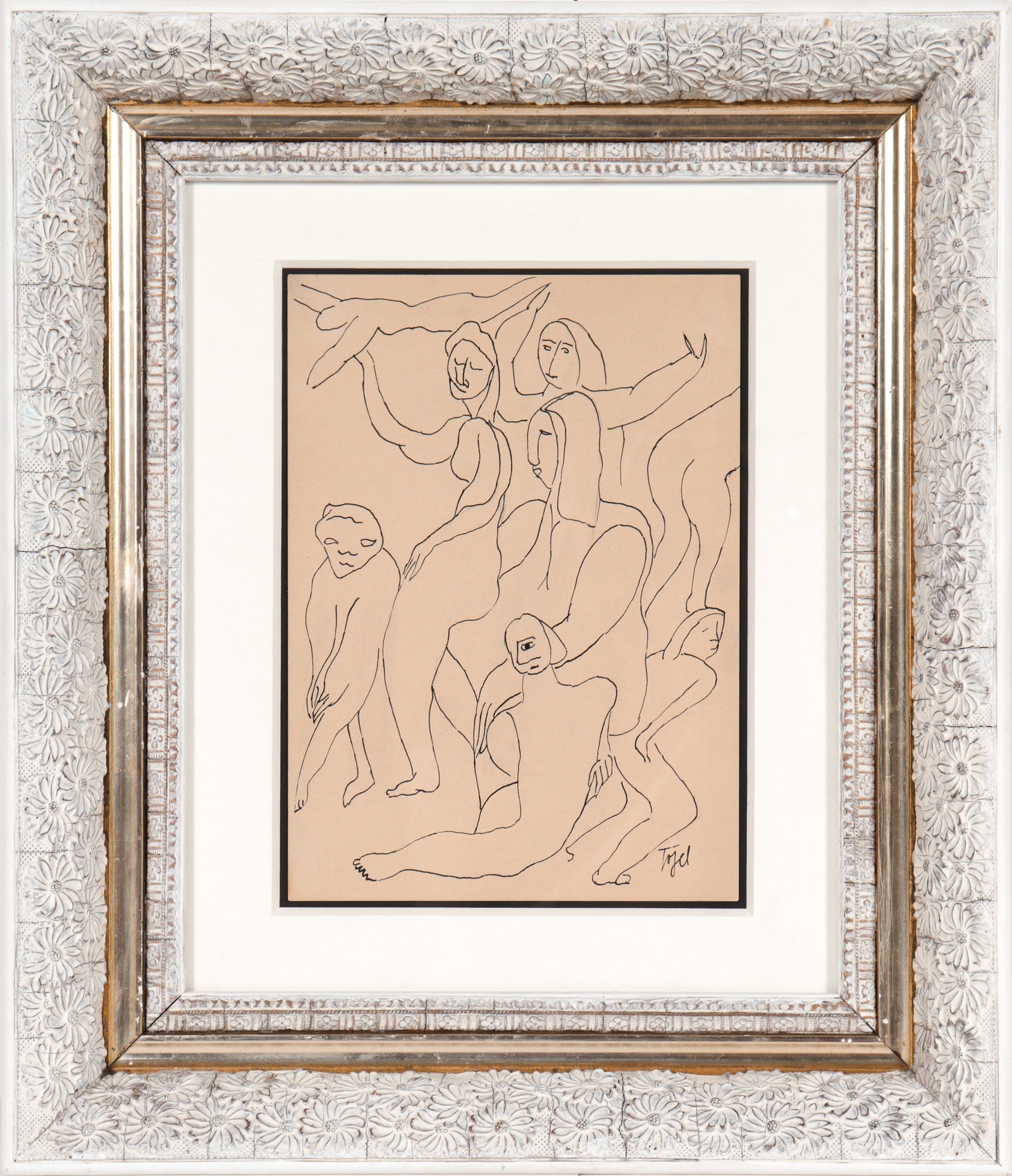 Expressionist Linear Figures <br>Early-Mid 20th Century Ink <br><br>#11792