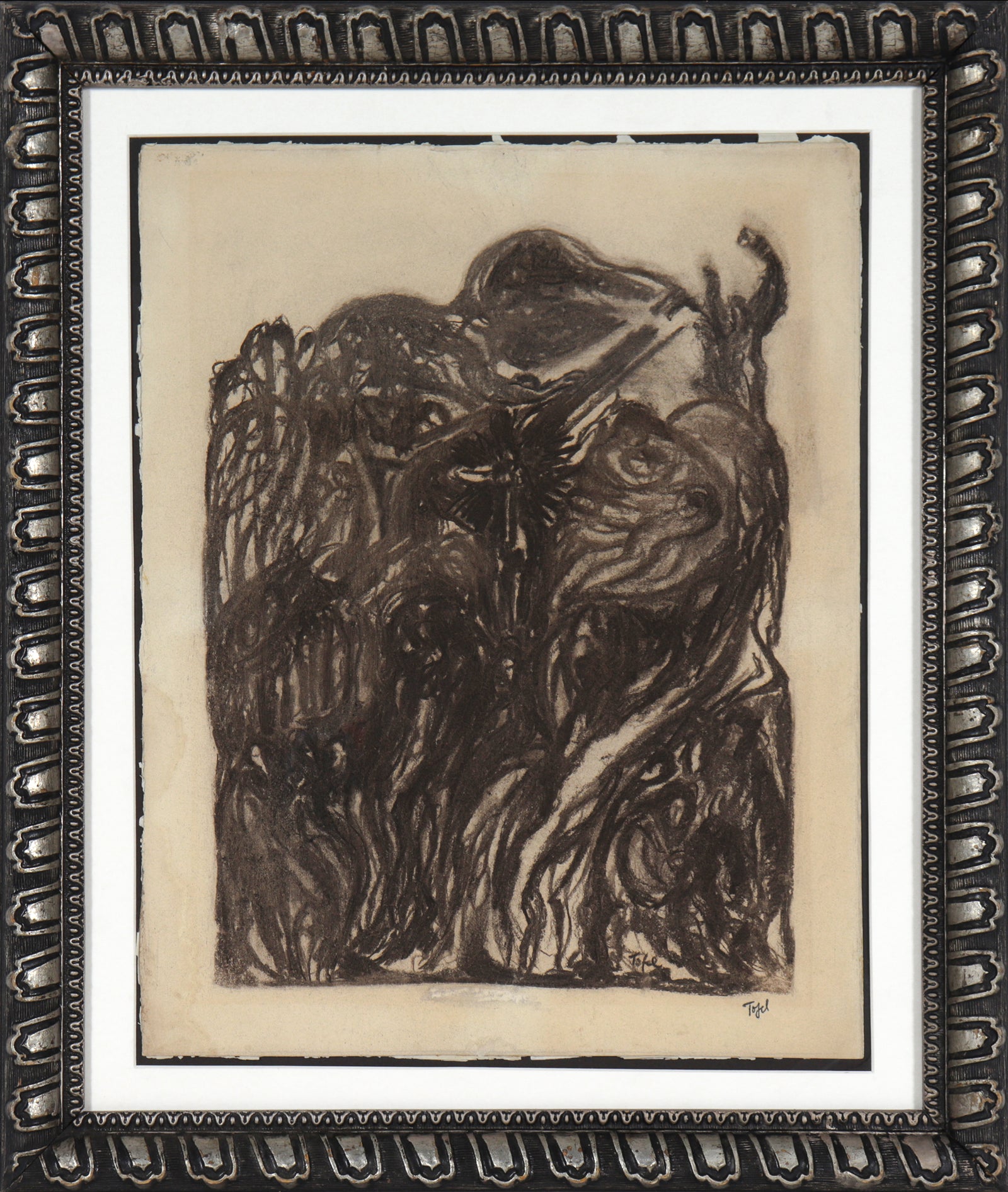 Expressive Monochrome Figurative Abstract <br>20th Century Charcoal <br><br>#11938