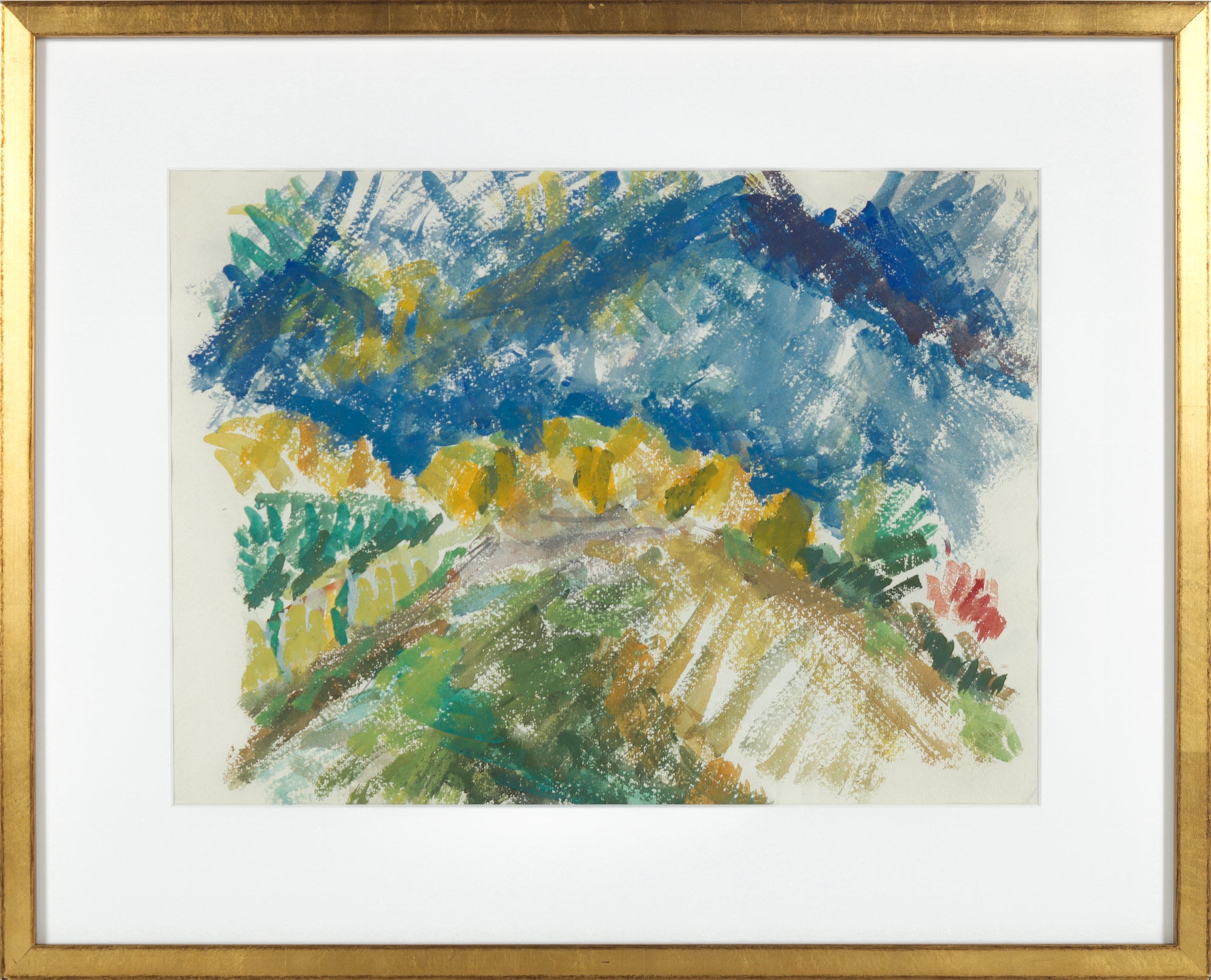 Expressive Landscape with Mountains <br>Early-Mid 20th Century Watercolor <br><br>#13227