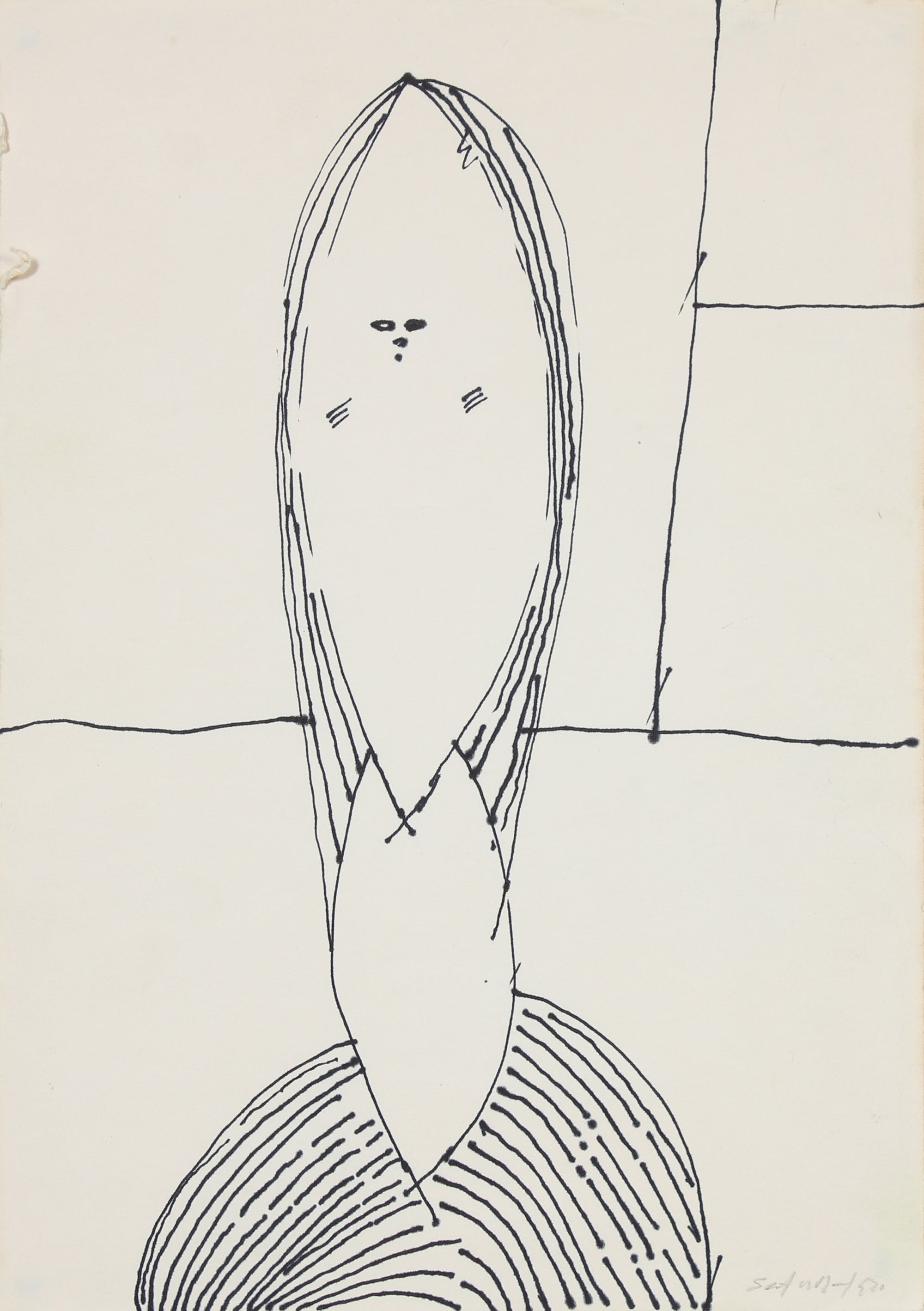Surrealist Portrait Sketch <br>20th Century Ink<br><br>#14604