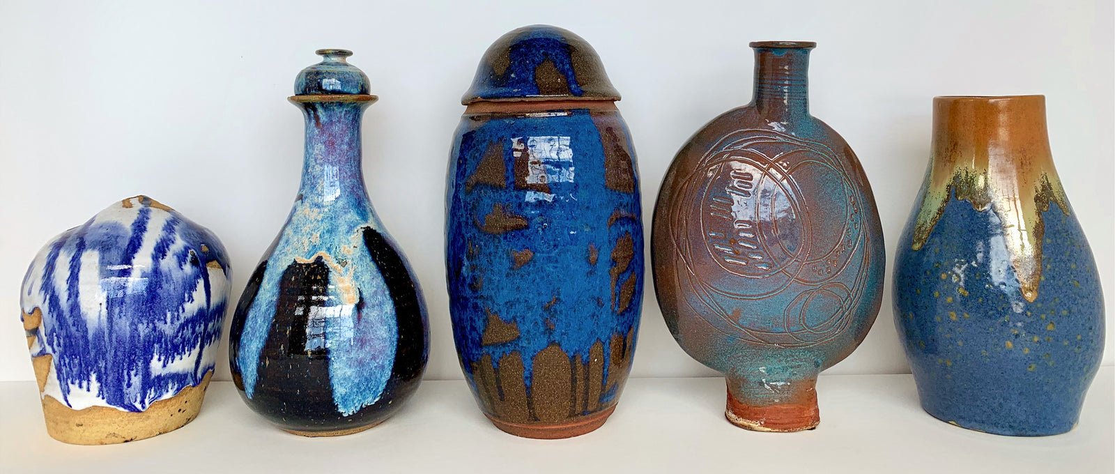 Collection of 20th Century Ceramics with Rich Blues <br><br>#1761