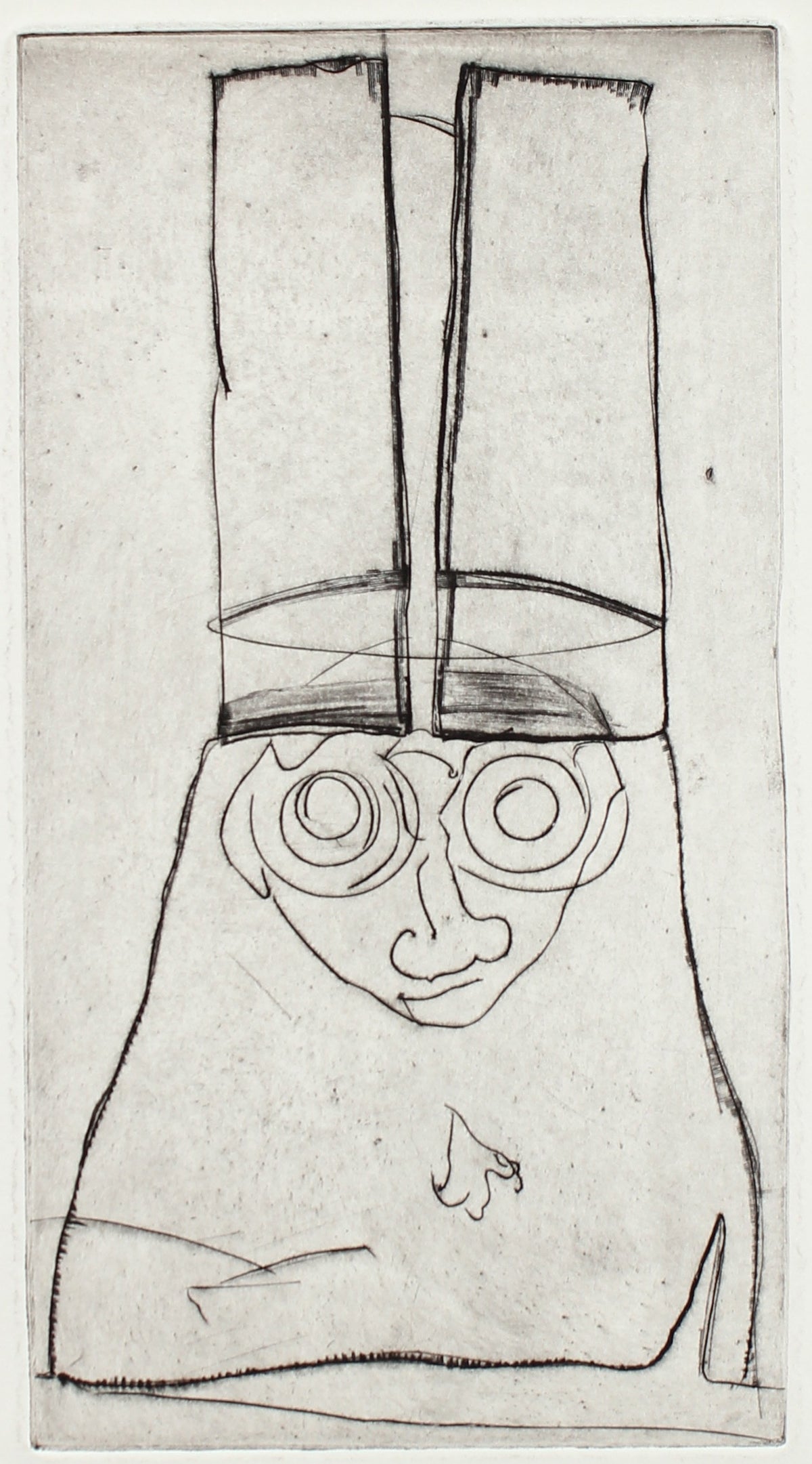 Man in a Tall Hat &lt;br&gt;Etching, 1960-70s &lt;br&gt;&lt;br&gt;#2150A
