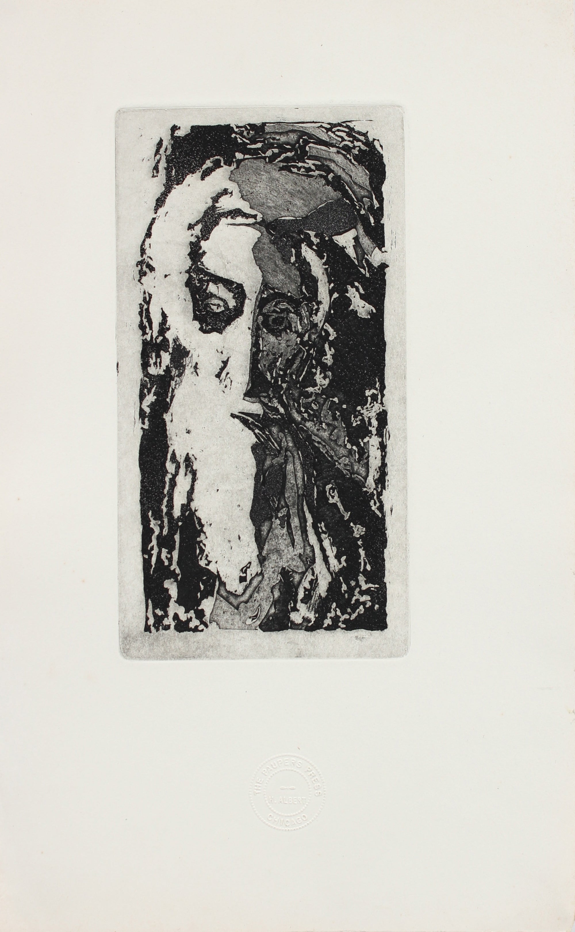 Old Man in Abstraction<br>Etching, 1960-70s<br><br>#2162